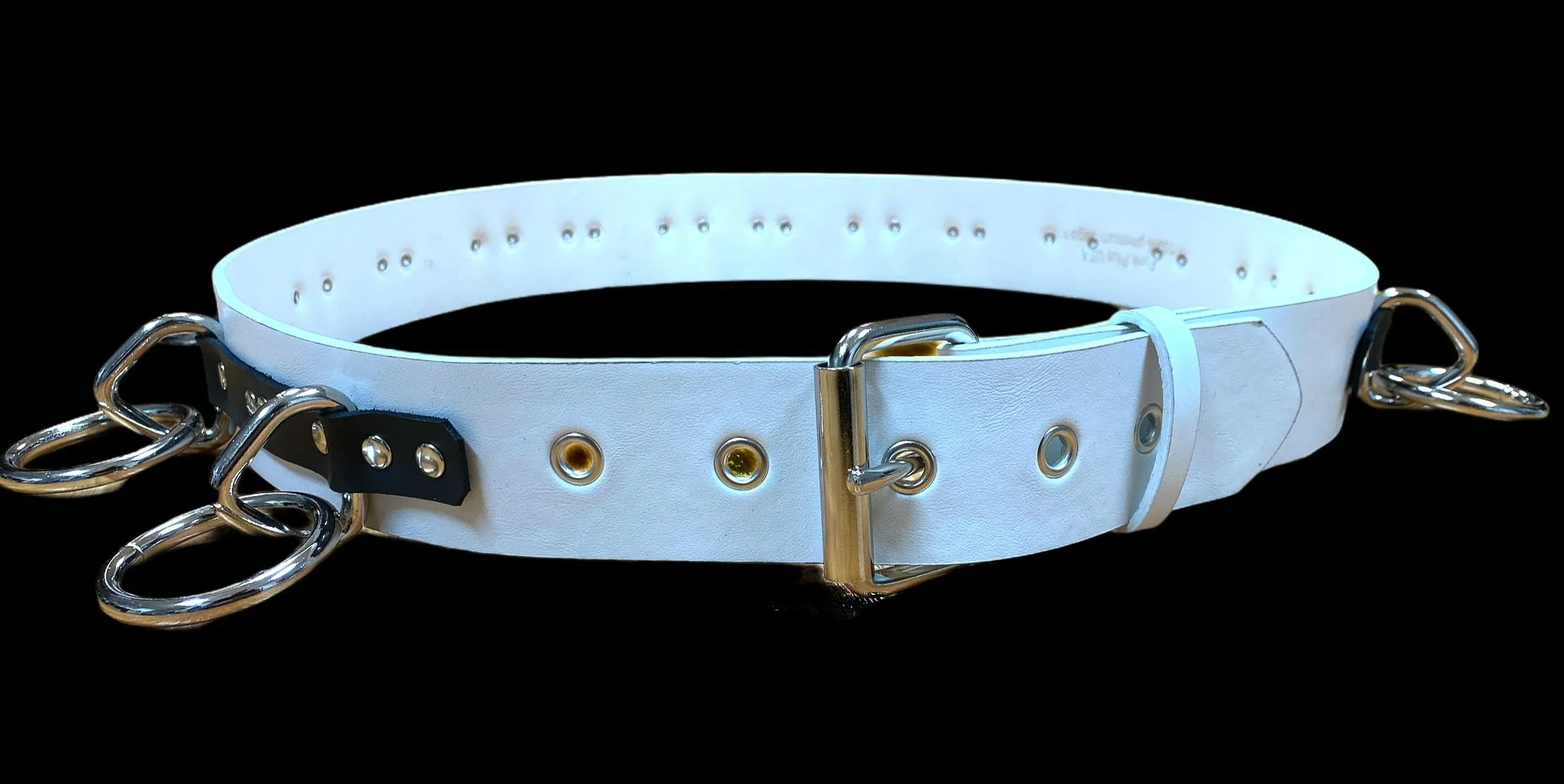 Genuine  White Leather 
Strapped Bondage Belt
1 3/4" Wide 