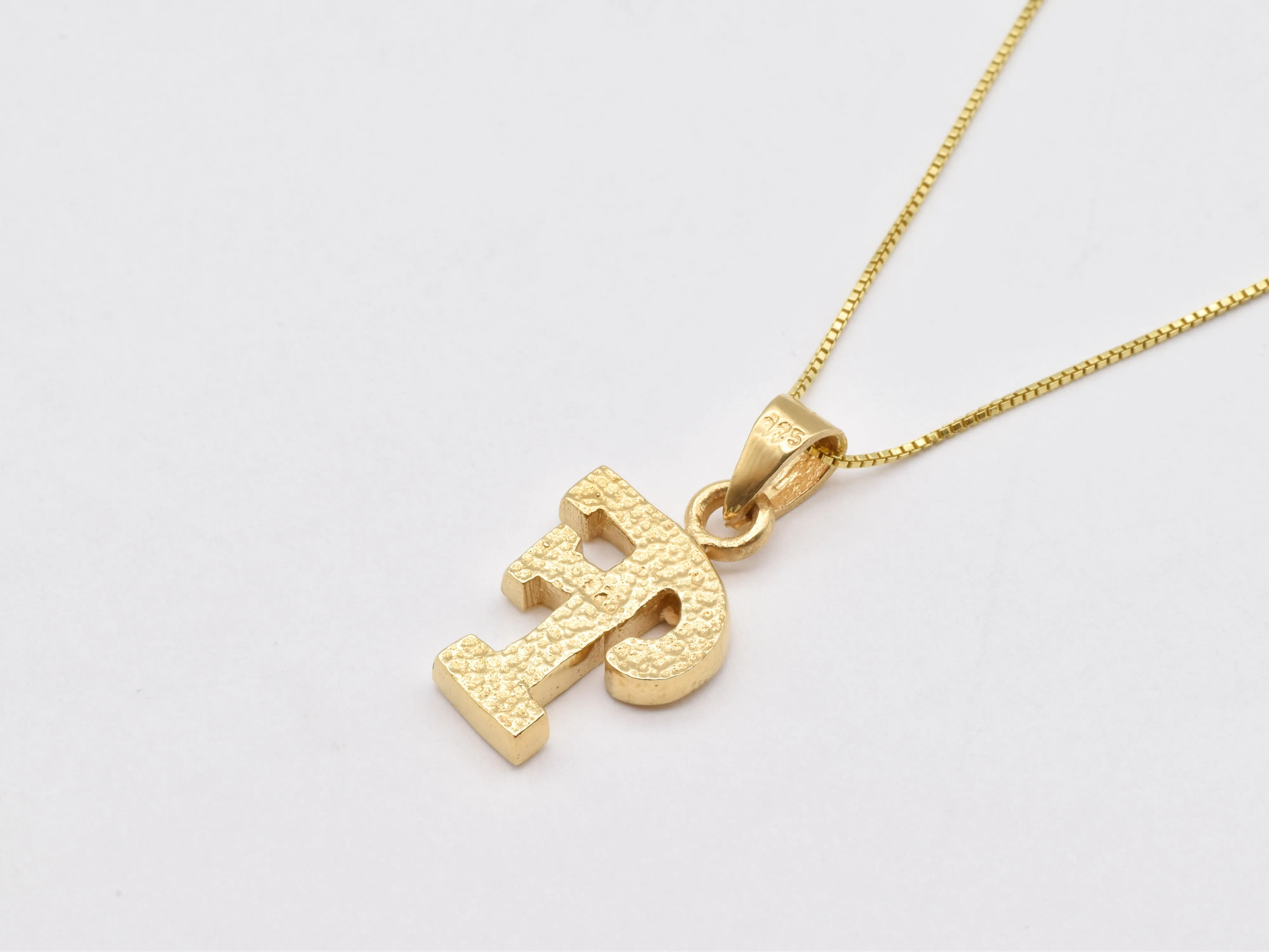 Gold Letter F Pendant - Alphabet Letter Necklace, Initial Letter F Pendant