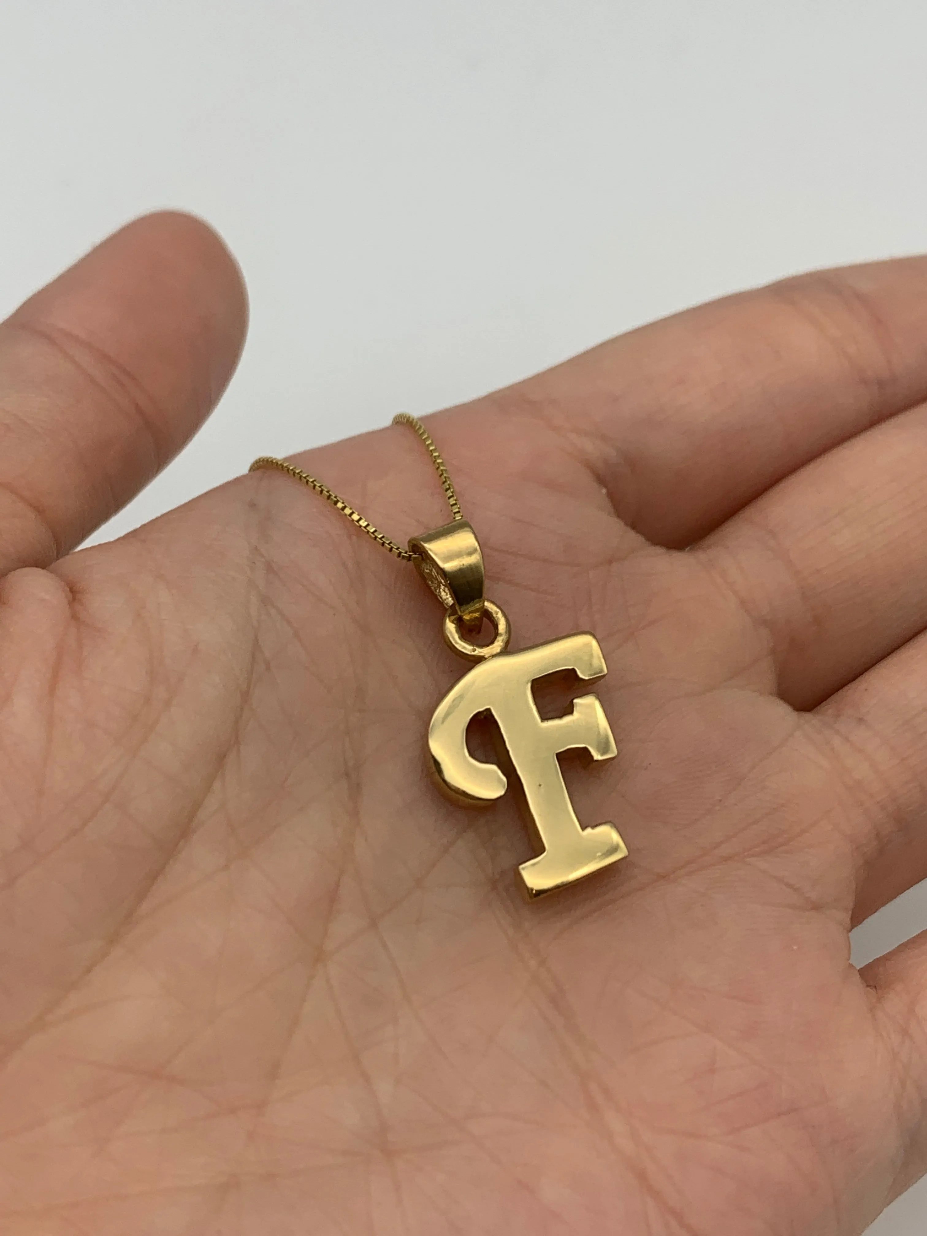 Gold Letter F Pendant - Alphabet Letter Necklace, Initial Letter F Pendant