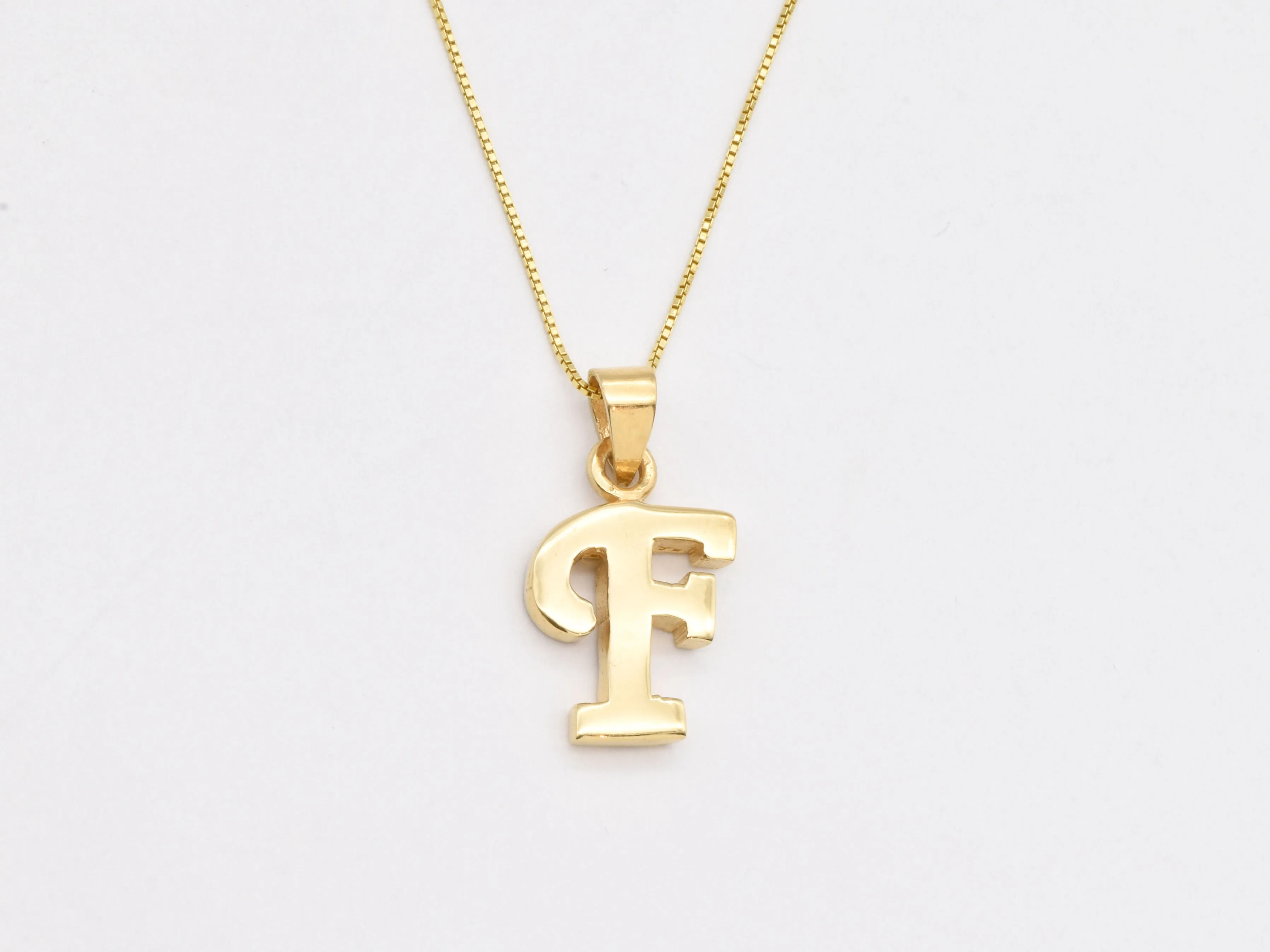 Gold Letter F Pendant - Alphabet Letter Necklace, Initial Letter F Pendant