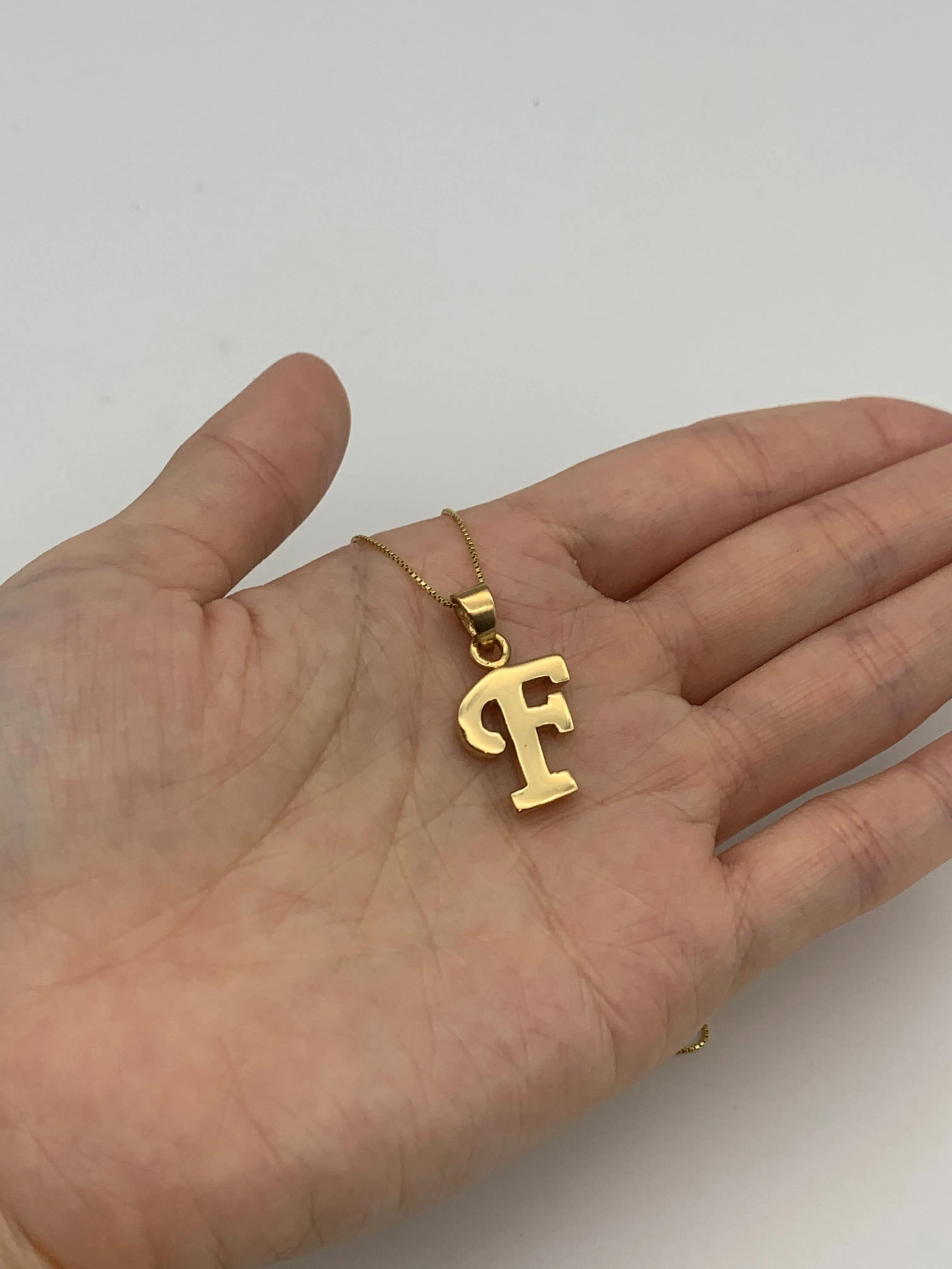 Gold Letter F Pendant - Alphabet Letter Necklace, Initial Letter F Pendant