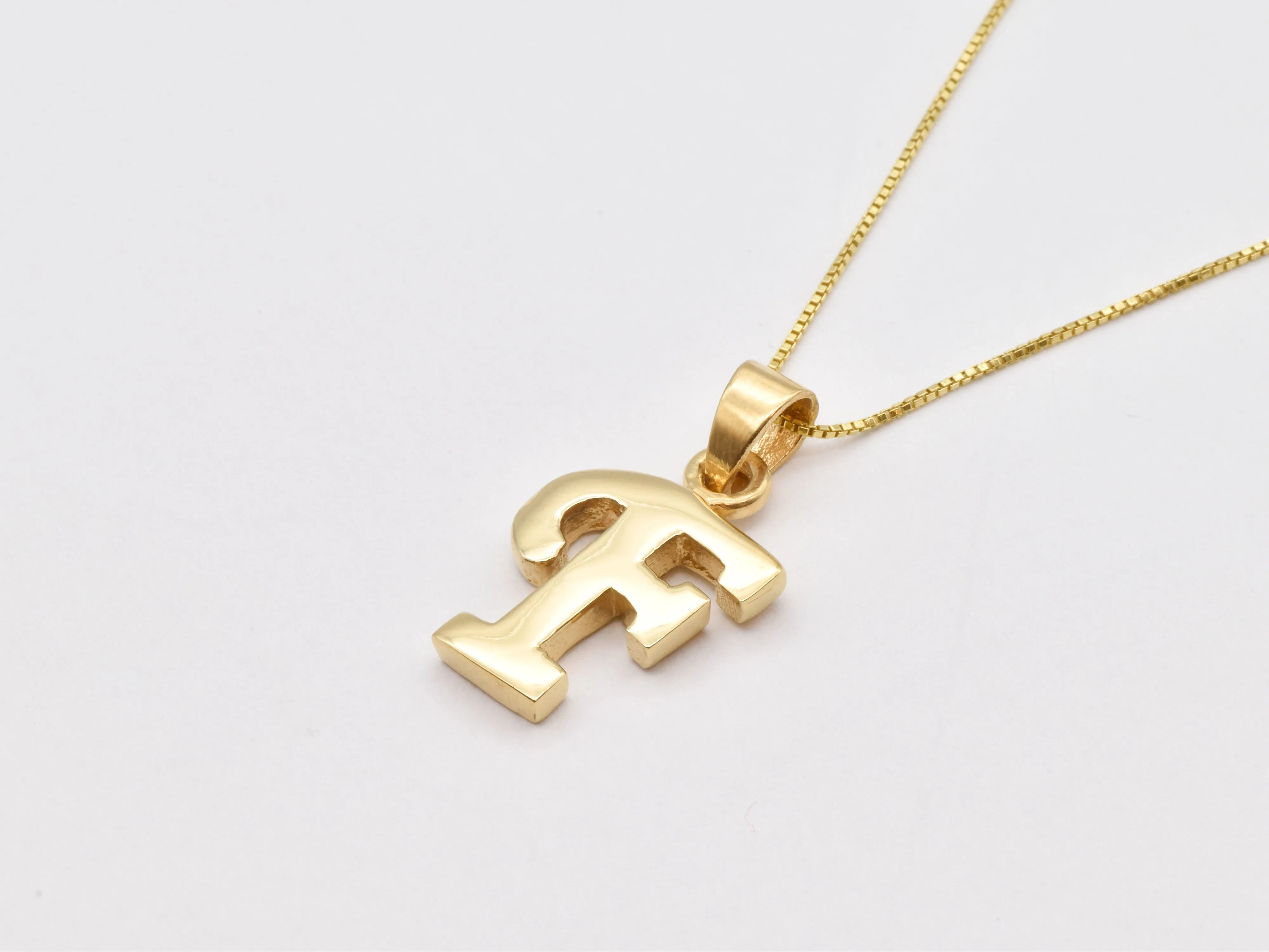 Gold Letter F Pendant - Alphabet Letter Necklace, Initial Letter F Pendant