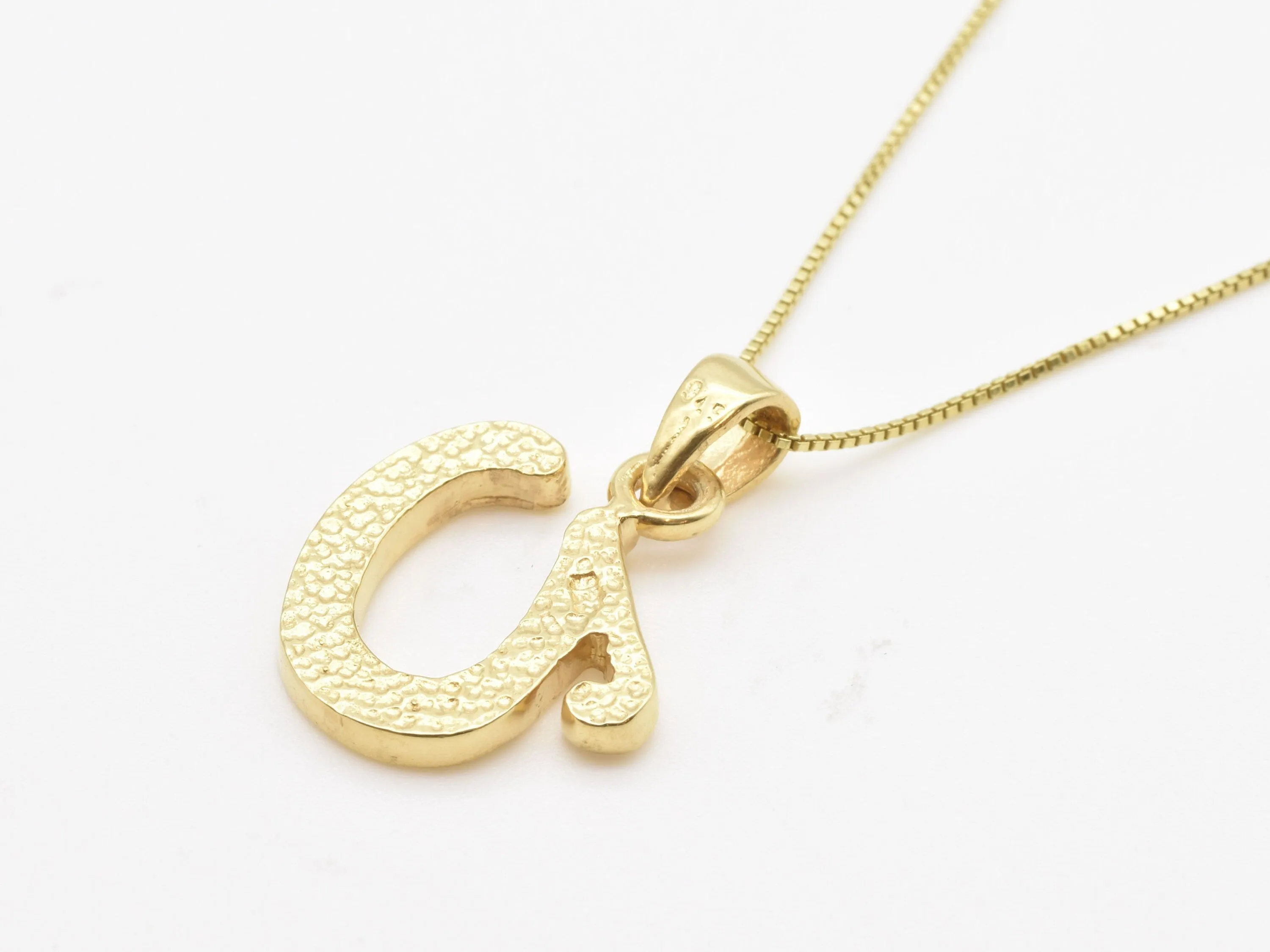 Gold Letter U Pendant - Big Letter U Necklace - Alphabet Gold Chain