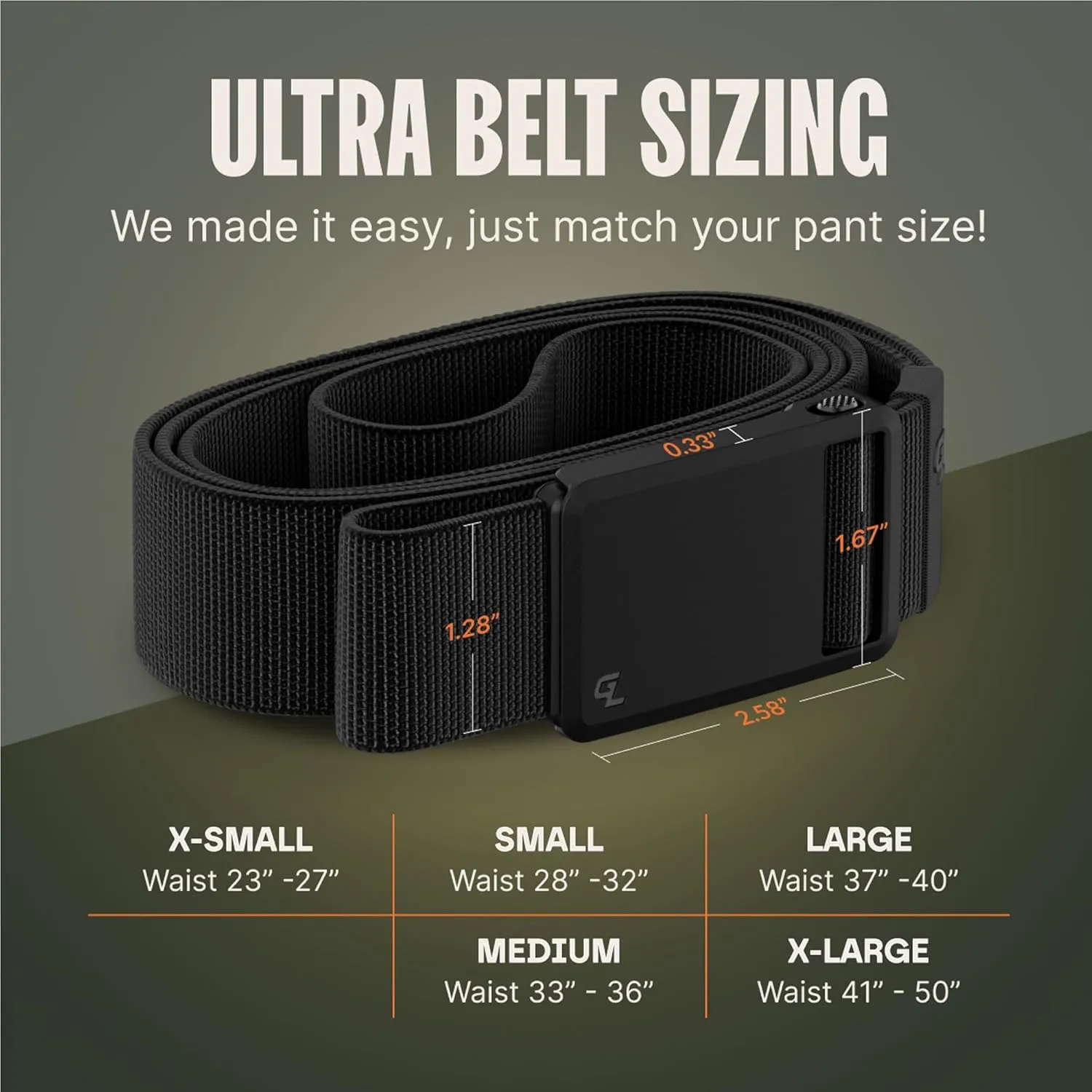 Groove Life Groove Belt Ultra - Men's Stretch Nylon Belt with Magnetic Polymer Buckle, Lightweight, Machine Washable