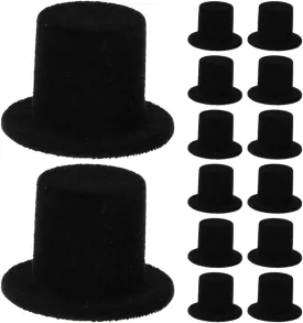 HANABASS Miniature Snowman Hats Mini Hats, 15pcs Plastic Miniature Top Hats Mini Doll Hats Hat Wide Brim Felt Fedoras Small Hats for Art Crafts Diy Supplies 2.40x2.40x1.70cm