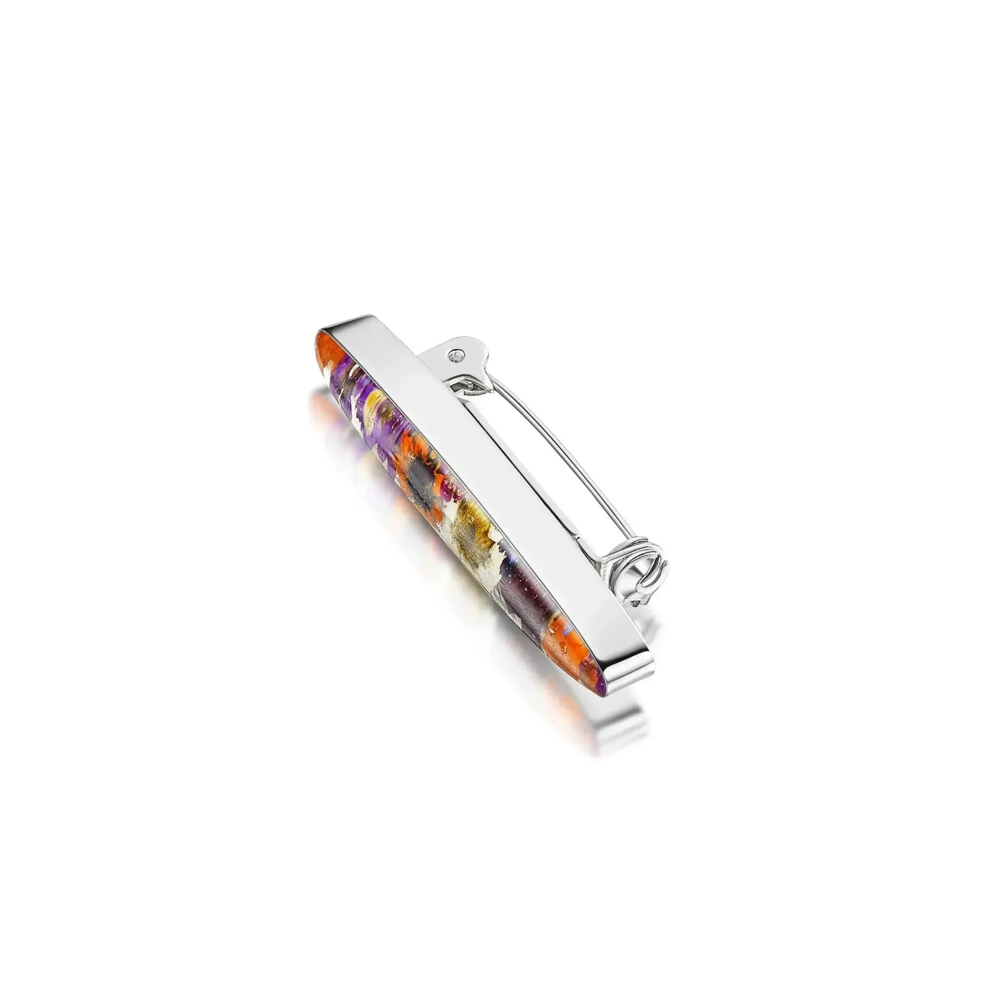 Handmade Mixed Flower Bar Brooch in Sterling Silver – Real Flowers by Shrieking Violet®