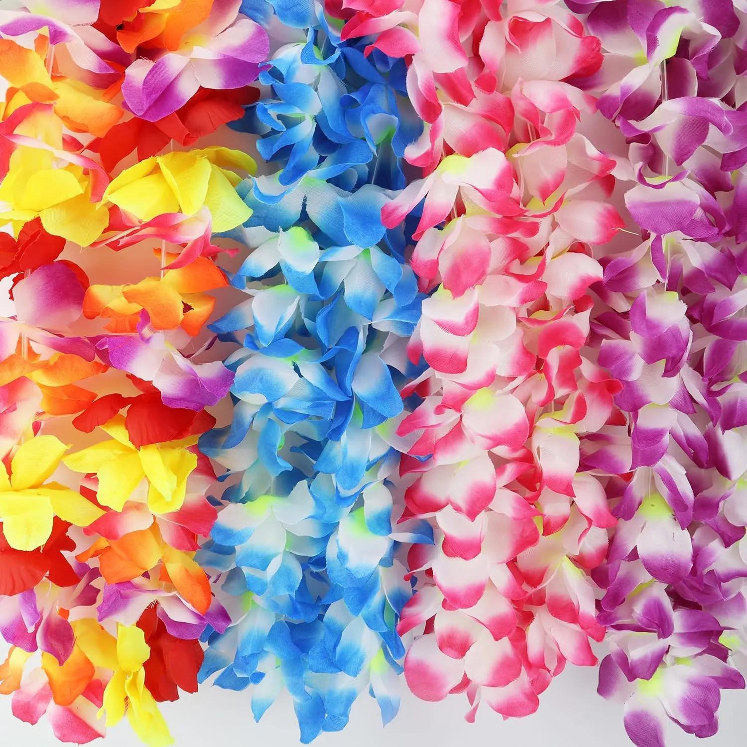 Hawaiian Leis Set,Hawaiian Luau Flower Leis Necklace Headband Bracelets Set,Essential Party Decorations for Birthday, Graduation, and Wedding Celebrations (Pink)