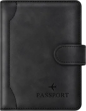 Herain Black Passport Holder for Travel, Passport Wallet Cover Case Women Men Family Cruise Ship Essentials, RFID Passport Book Holders Travel Accessories Vacation Must Haves