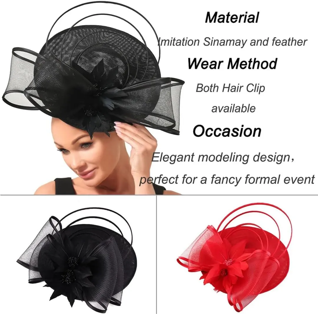 Hgvcfcv Bride Wedding Headwear Elegant Women Formal Black Millinery Fedora Cap Headband Accessories Cocktail Hats