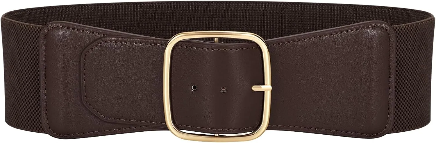 JASGOOD Women Elastic Wide Belt Ladies Stretchy Waist Belt with Square Buckle for Dress