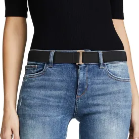 JASGOOD Women No Show Stretch Belt Elastic Web Strap Belt with Flat Buckle for Jeans Pants Dresses