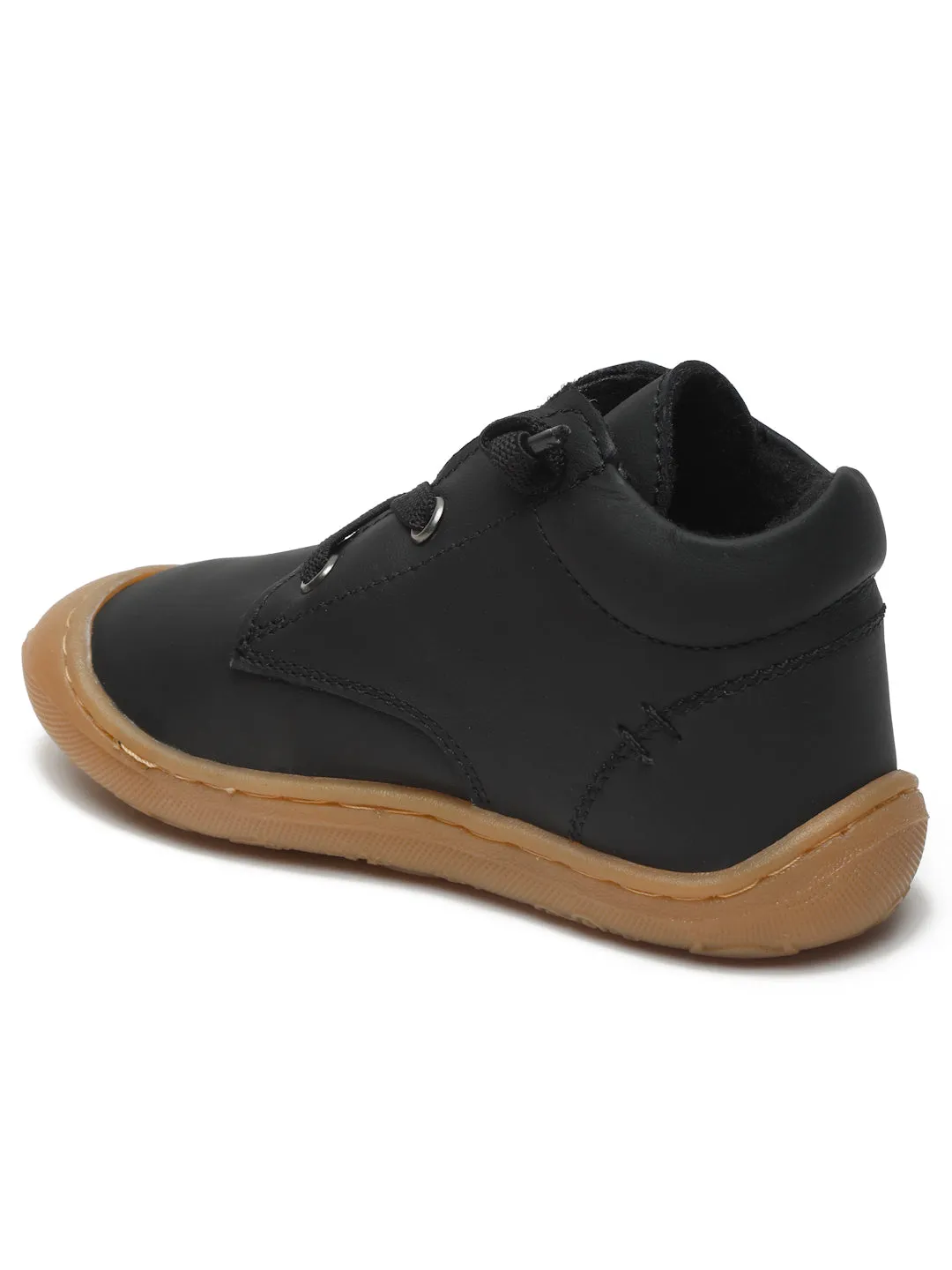 Kid's Black Leather Comfort Insole Sneakers