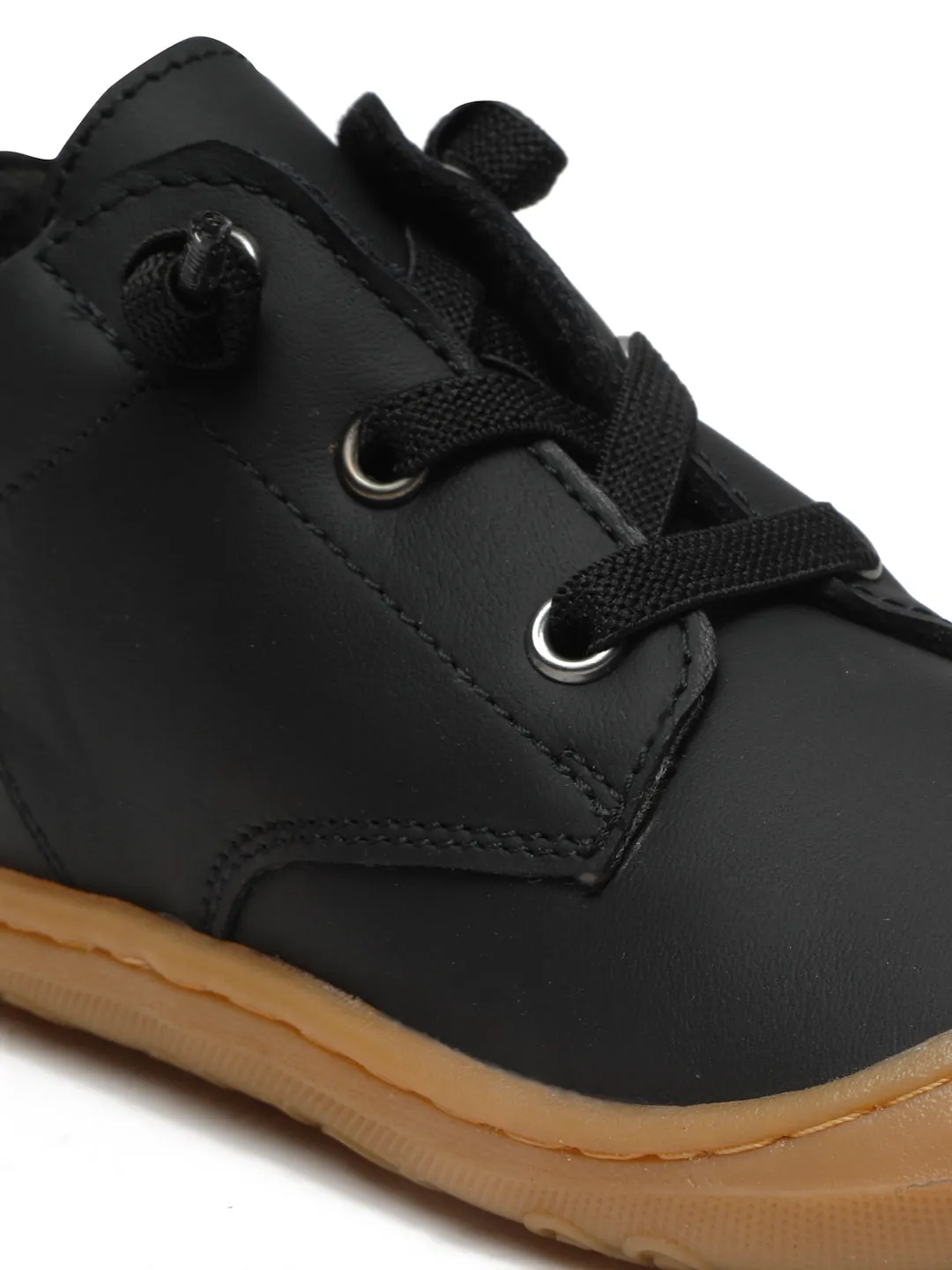 Kid's Black Leather Comfort Insole Sneakers
