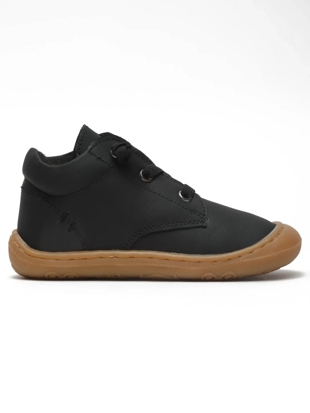Kid's Black Leather Comfort Insole Sneakers