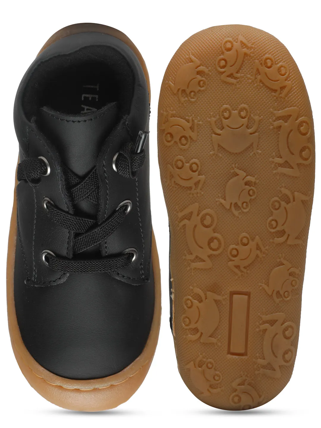 Kid's Black Leather Comfort Insole Sneakers