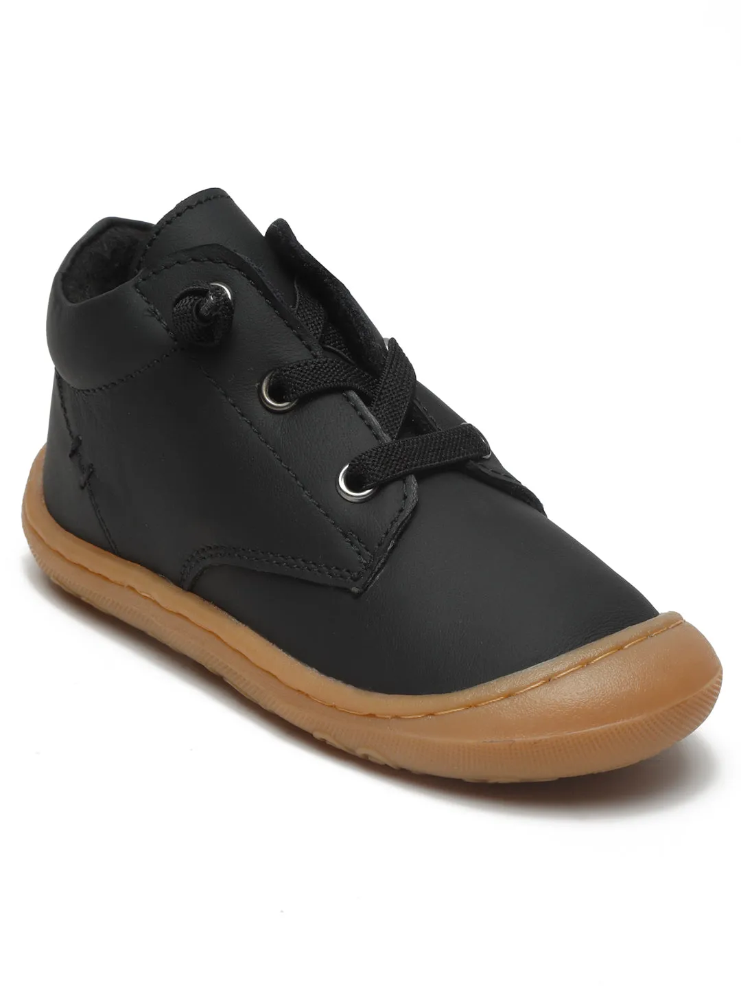 Kid's Black Leather Comfort Insole Sneakers