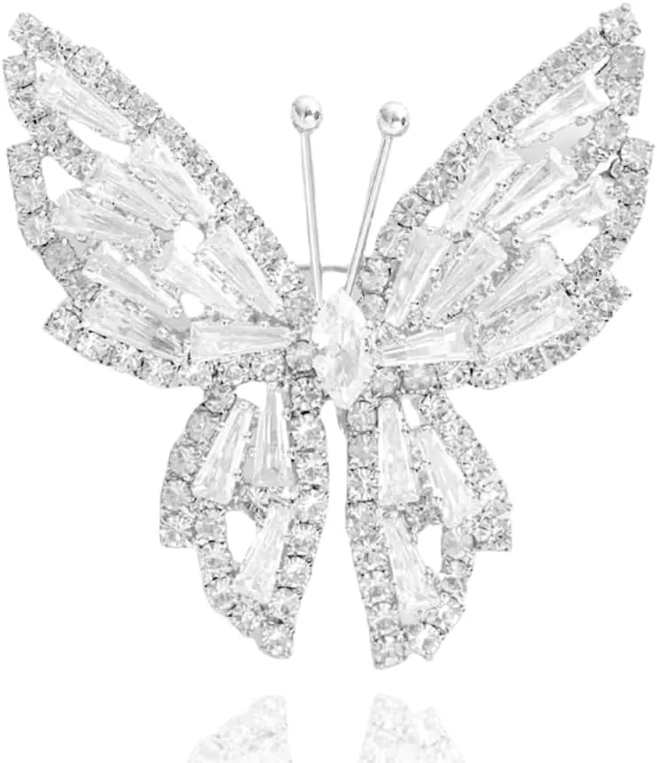 KKAMAGI Crystal Butterfly Brooch Pin for Women Flip Lapel Pin Mother's Day Gift