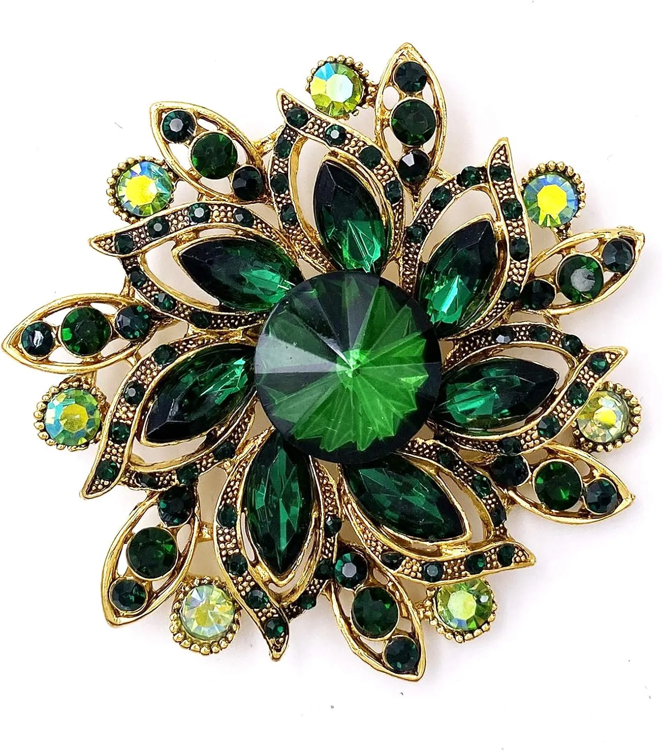 LAXPICOL Vintage Women's Austrian Crystal Elegant Flower Brooch Wedding Broach Pin