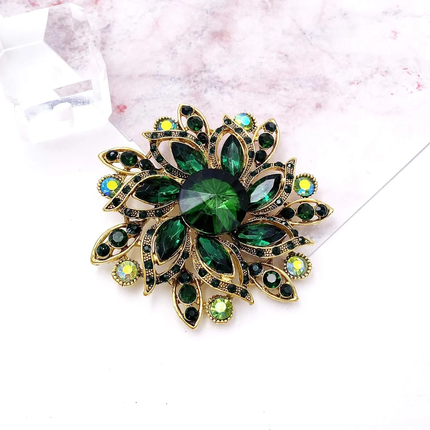 LAXPICOL Vintage Women's Austrian Crystal Elegant Flower Brooch Wedding Broach Pin