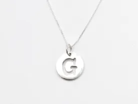 Letter G Pendant - Disc Letter Necklace - Round Letter Pendant