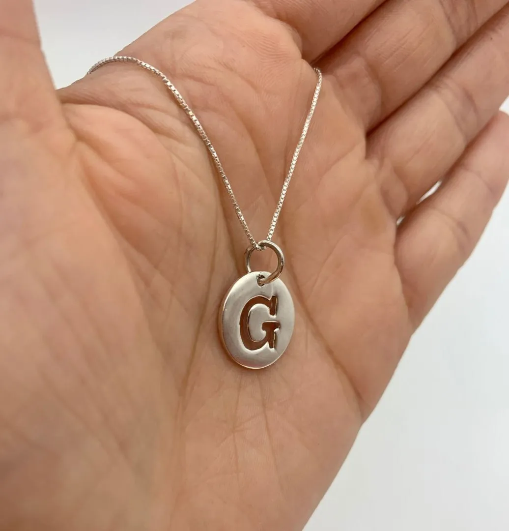 Letter G Pendant - Disc Letter Necklace - Round Letter Pendant