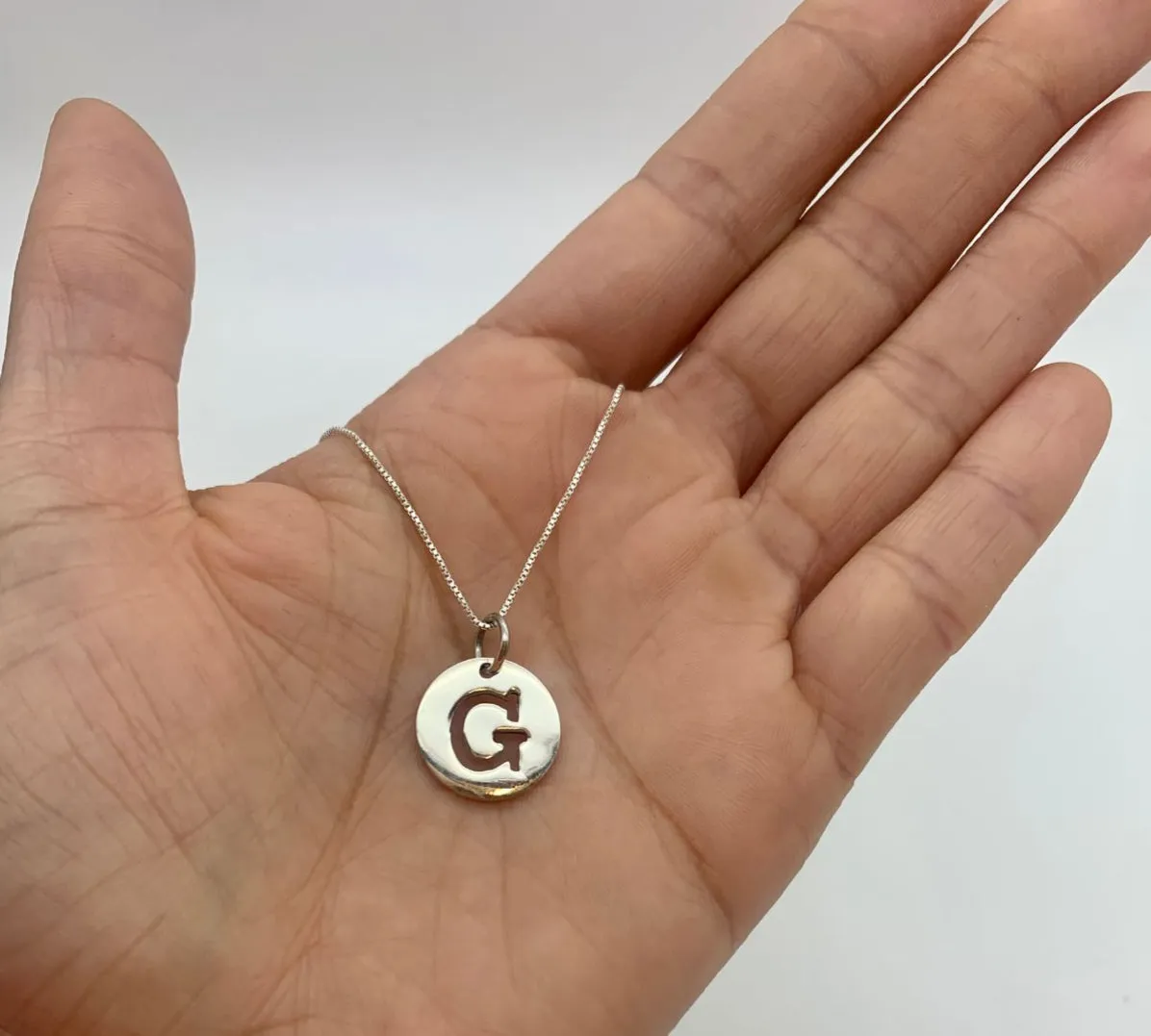 Letter G Pendant - Disc Letter Necklace - Round Letter Pendant