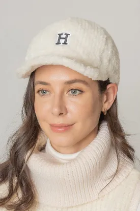 Letter H Chenille Patched Sherpa Baseball Cap