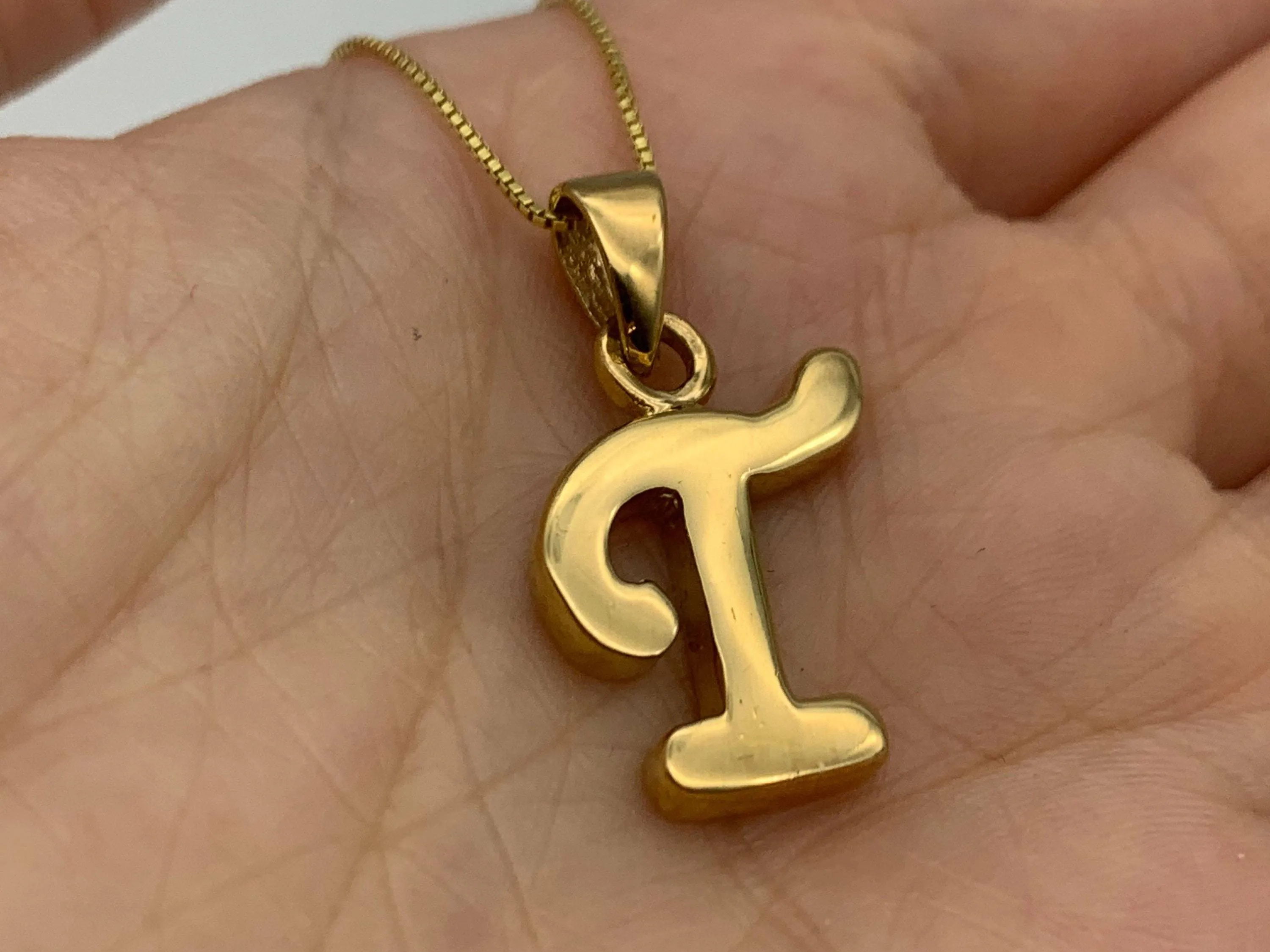 Letter T Gold Pendant - Alphabet Letter Necklace - Initial Letter T Necklace