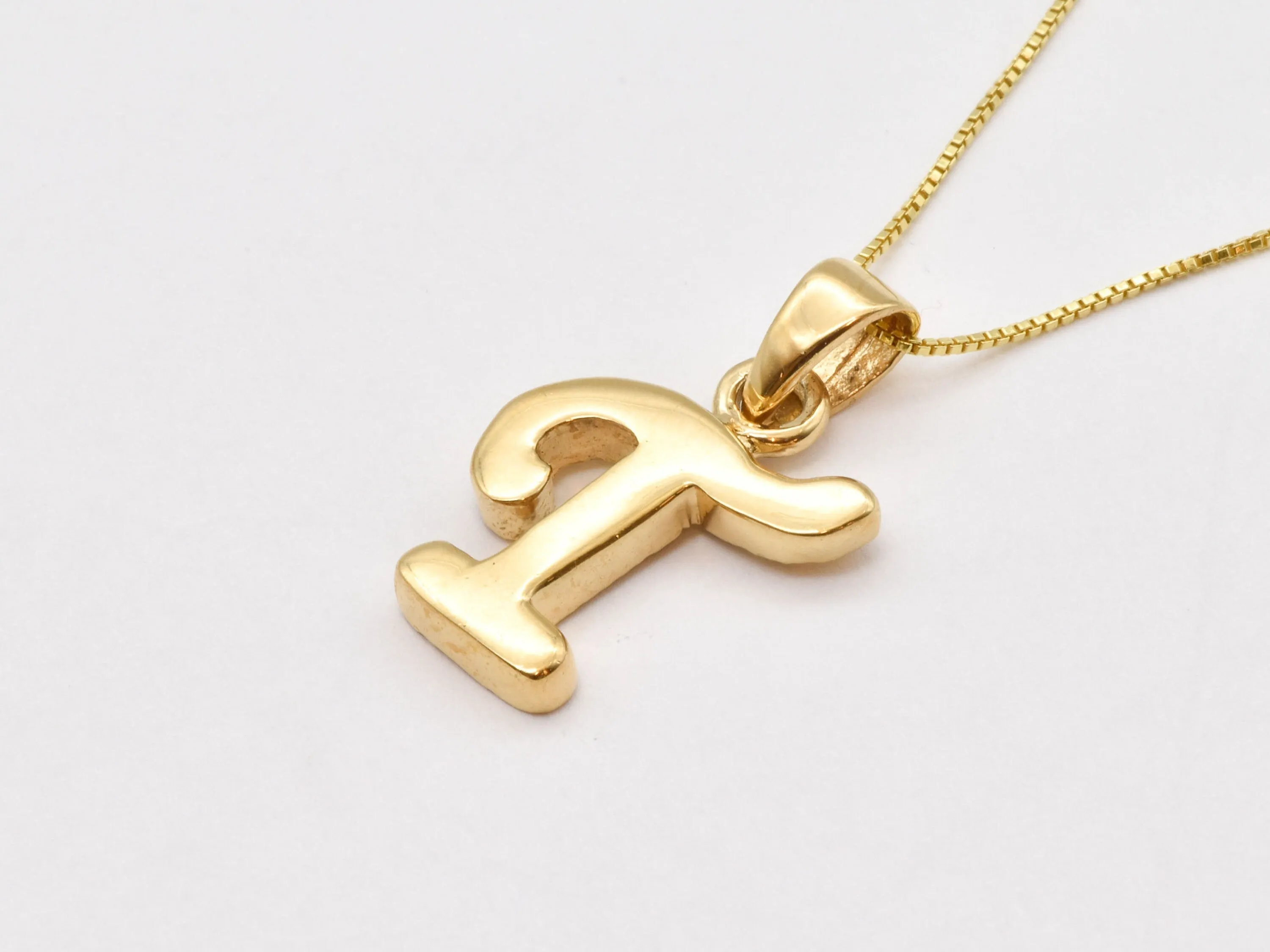 Letter T Gold Pendant - Alphabet Letter Necklace - Initial Letter T Necklace