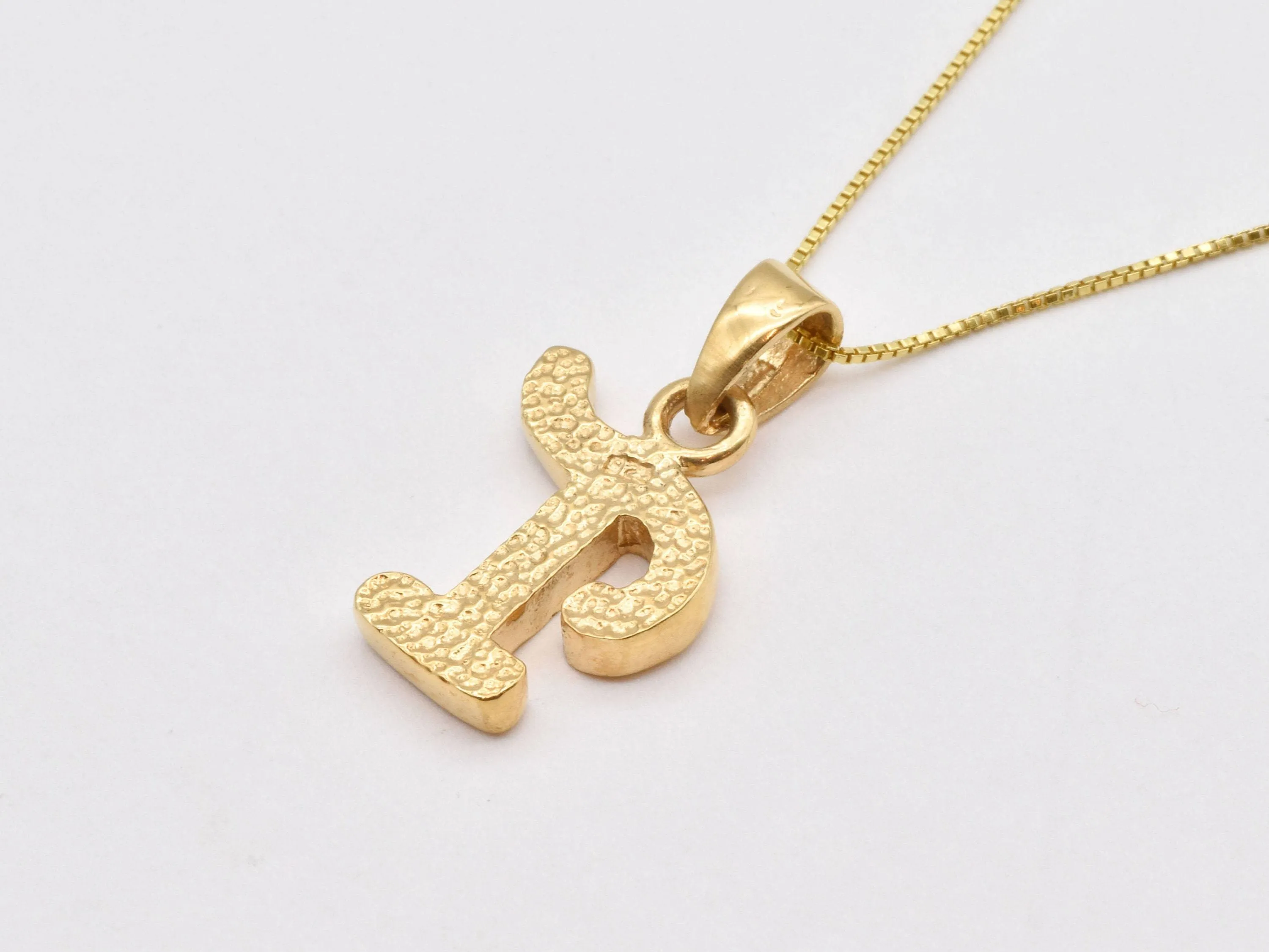 Letter T Gold Pendant - Alphabet Letter Necklace - Initial Letter T Necklace