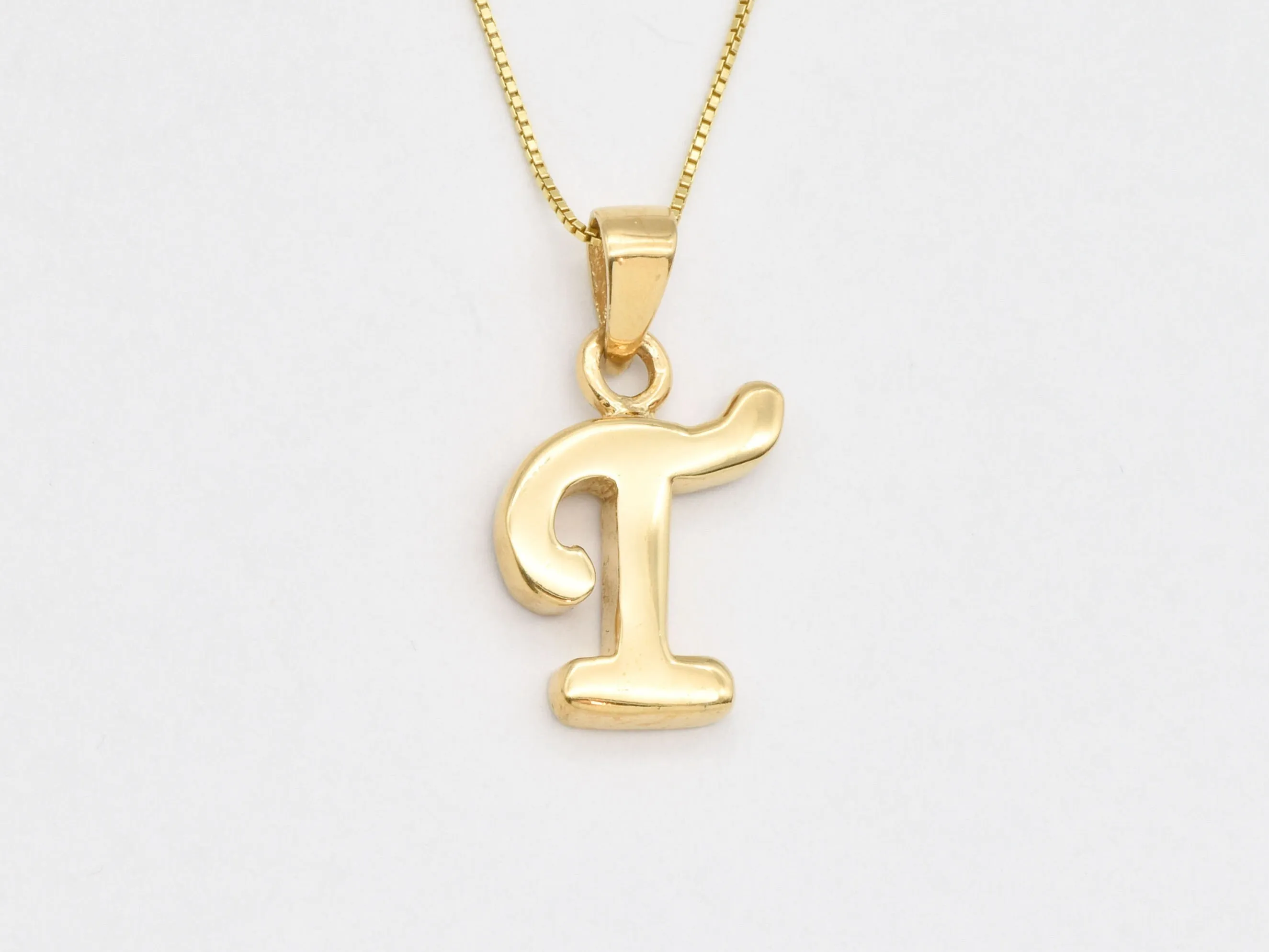 Letter T Gold Pendant - Alphabet Letter Necklace - Initial Letter T Necklace