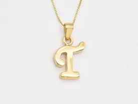 Letter T Gold Pendant - Alphabet Letter Necklace - Initial Letter T Necklace