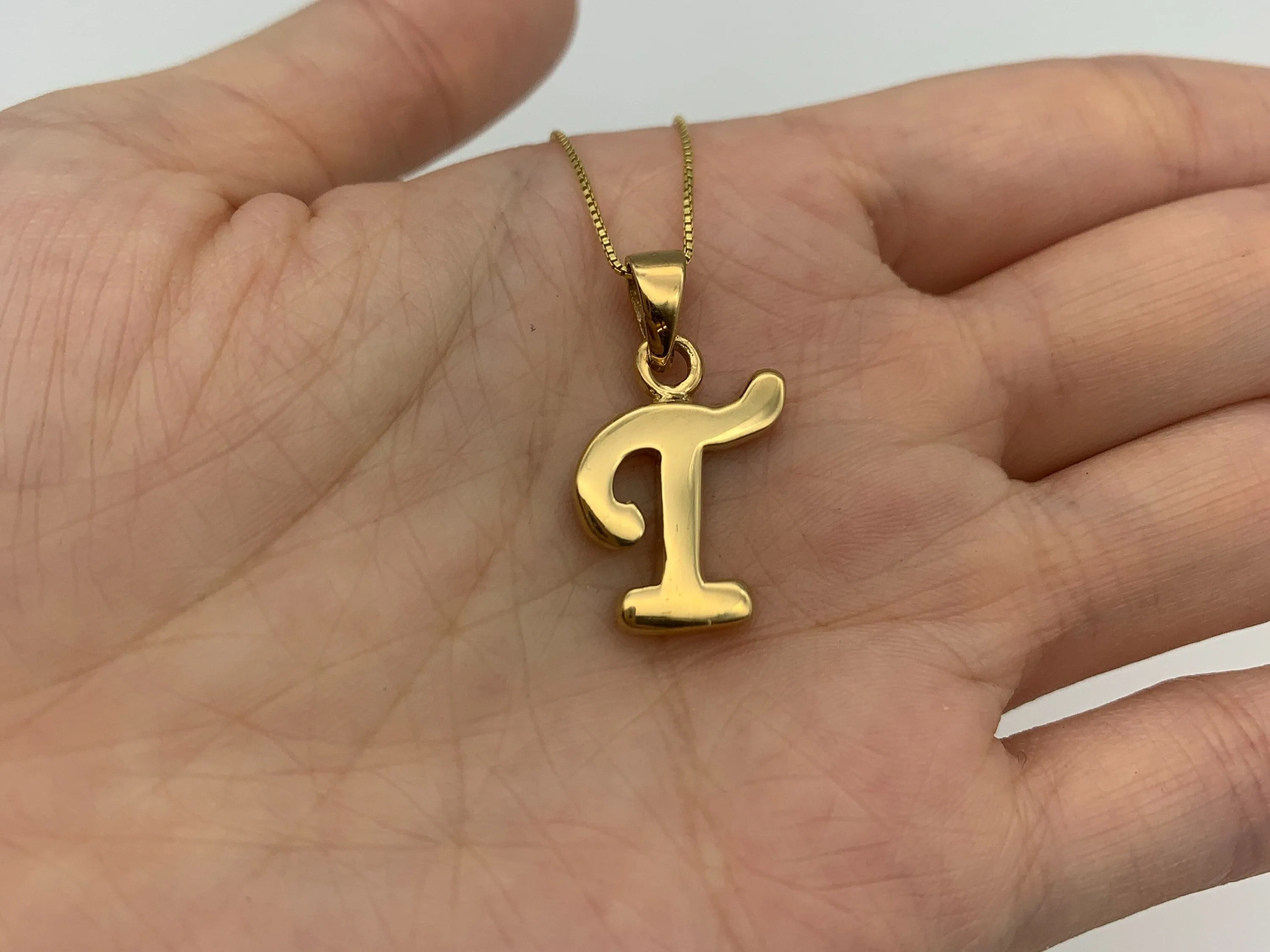 Letter T Gold Pendant - Alphabet Letter Necklace - Initial Letter T Necklace