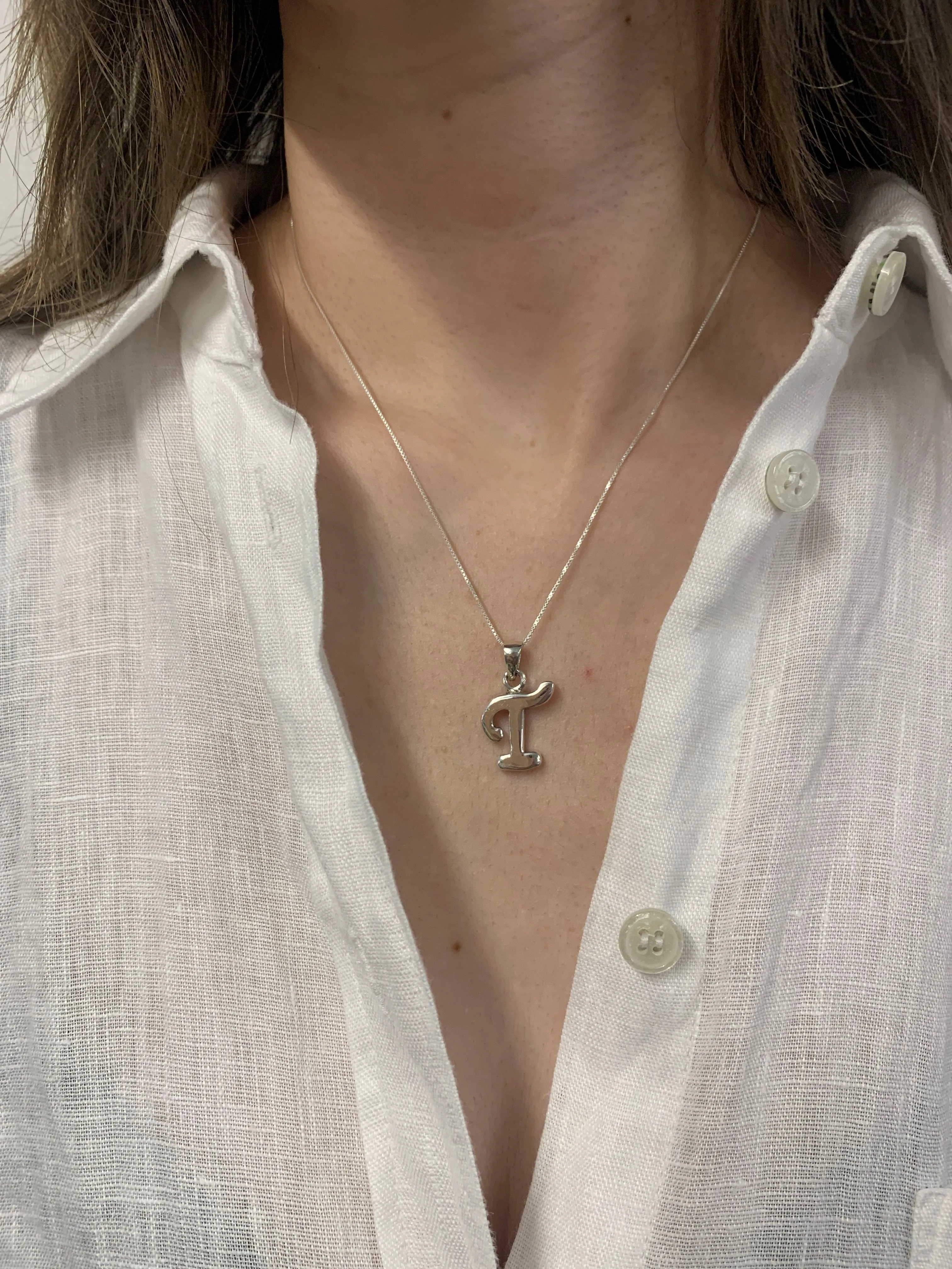 Letter T Pendant - Alphabet Letter Necklace - Initial T Necklace