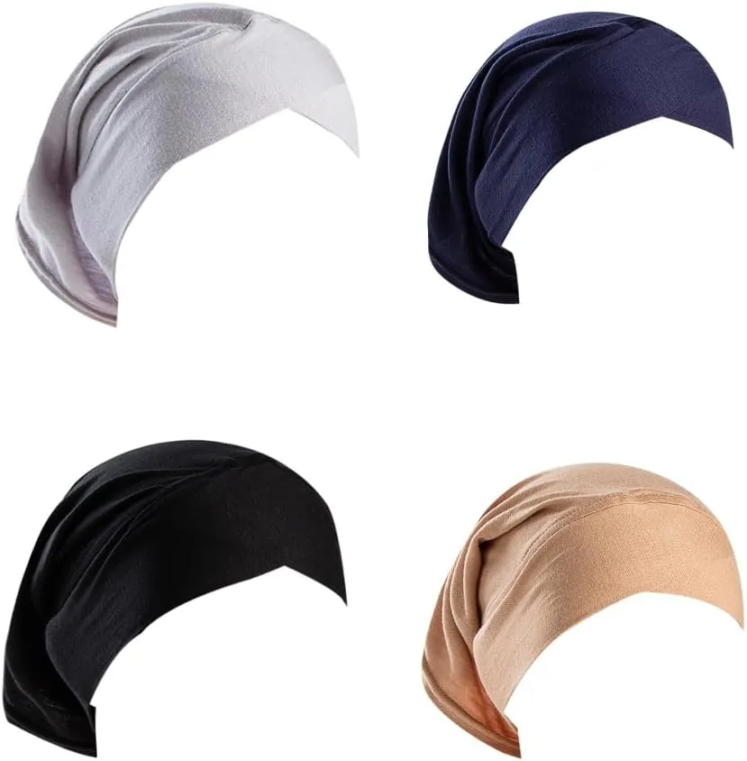 LMVERNA 4 Pieces Muslim Hijab Cap for Women Cross-Border Turban Underscarf Undercap Bonnet Islamic Jersey Tube Caps