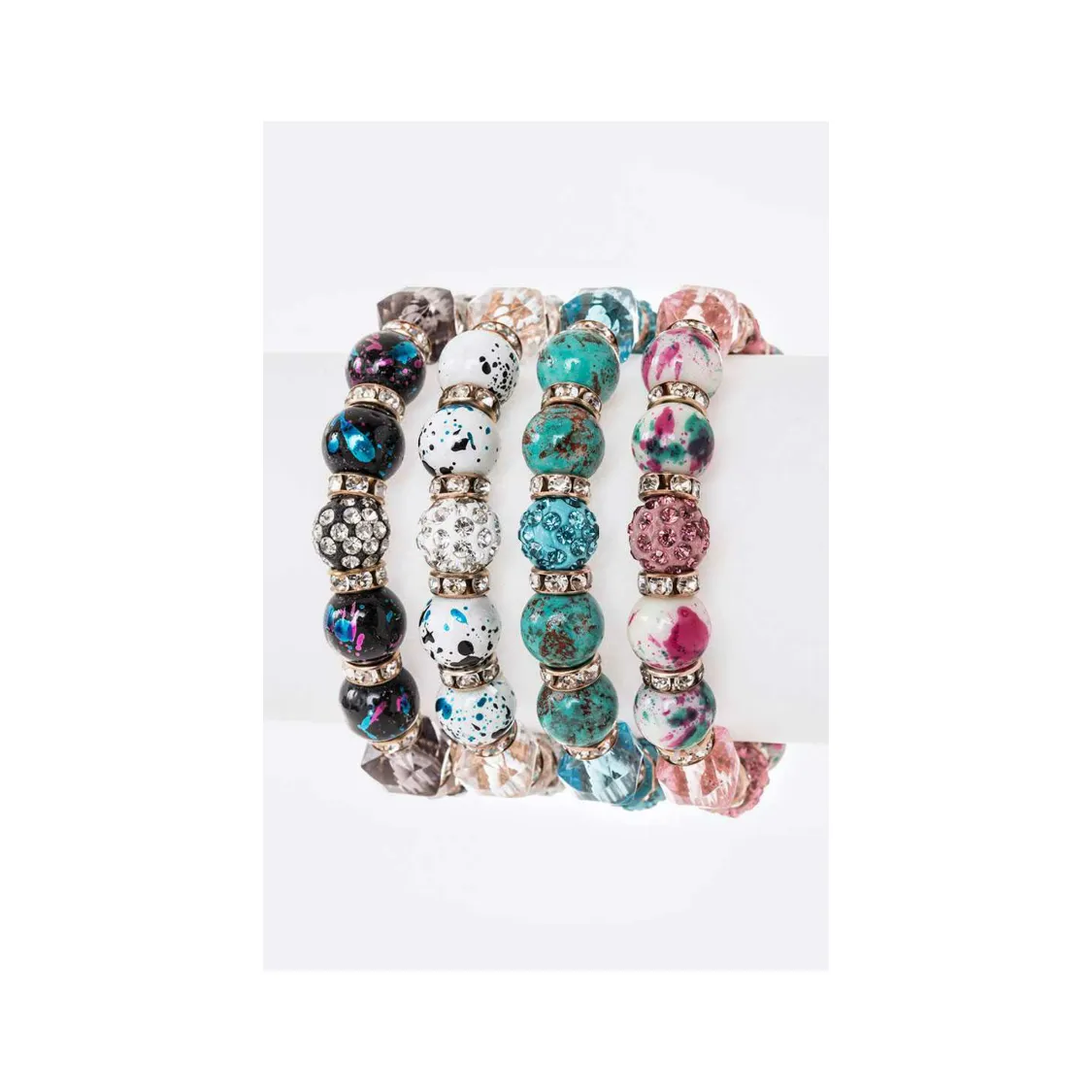 Marbled Beads Bracelet Set