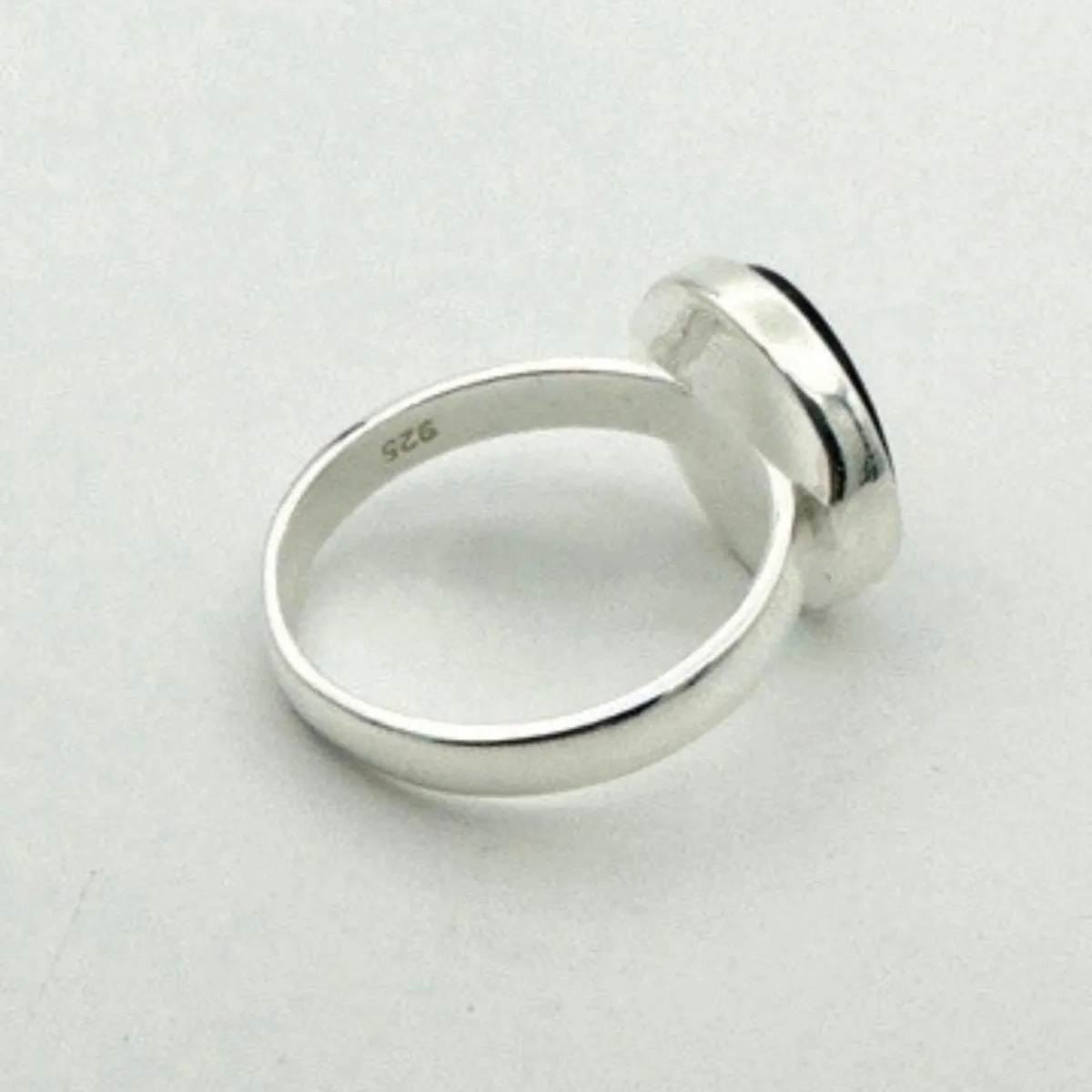 Men's Natural Black Gemstone Silver Ring