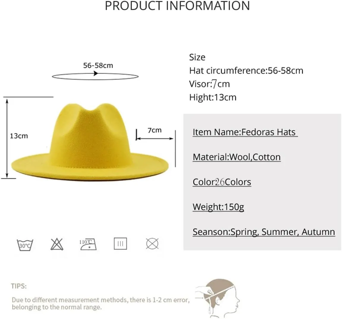 Men's Thin Wide Brim Wide Brim Fedora Hats Vintage Panama Jazz Cap for Party Wedding Church