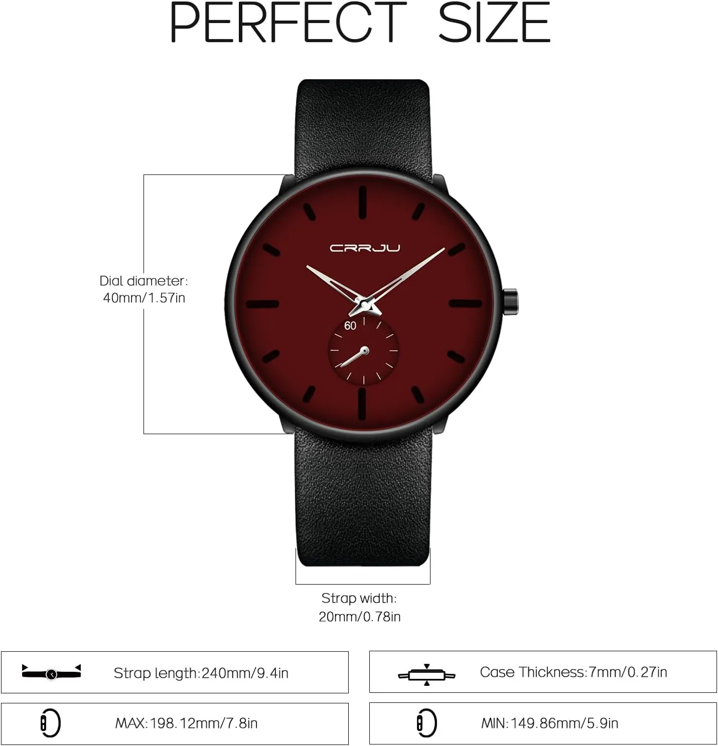 Mens Watches Ultra-Thin Minimalist Waterproof-Fashion Wrist Watch for Men Unisex Dress with Leather Band