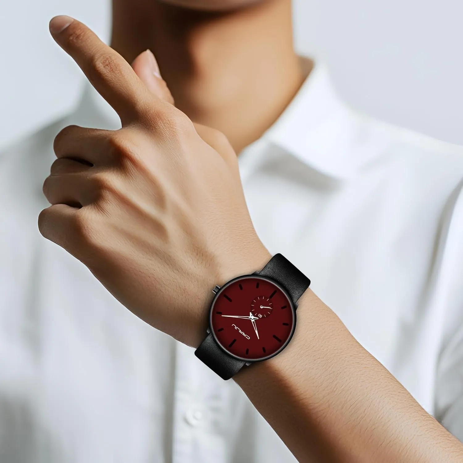 Mens Watches Ultra-Thin Minimalist Waterproof-Fashion Wrist Watch for Men Unisex Dress with Leather Band