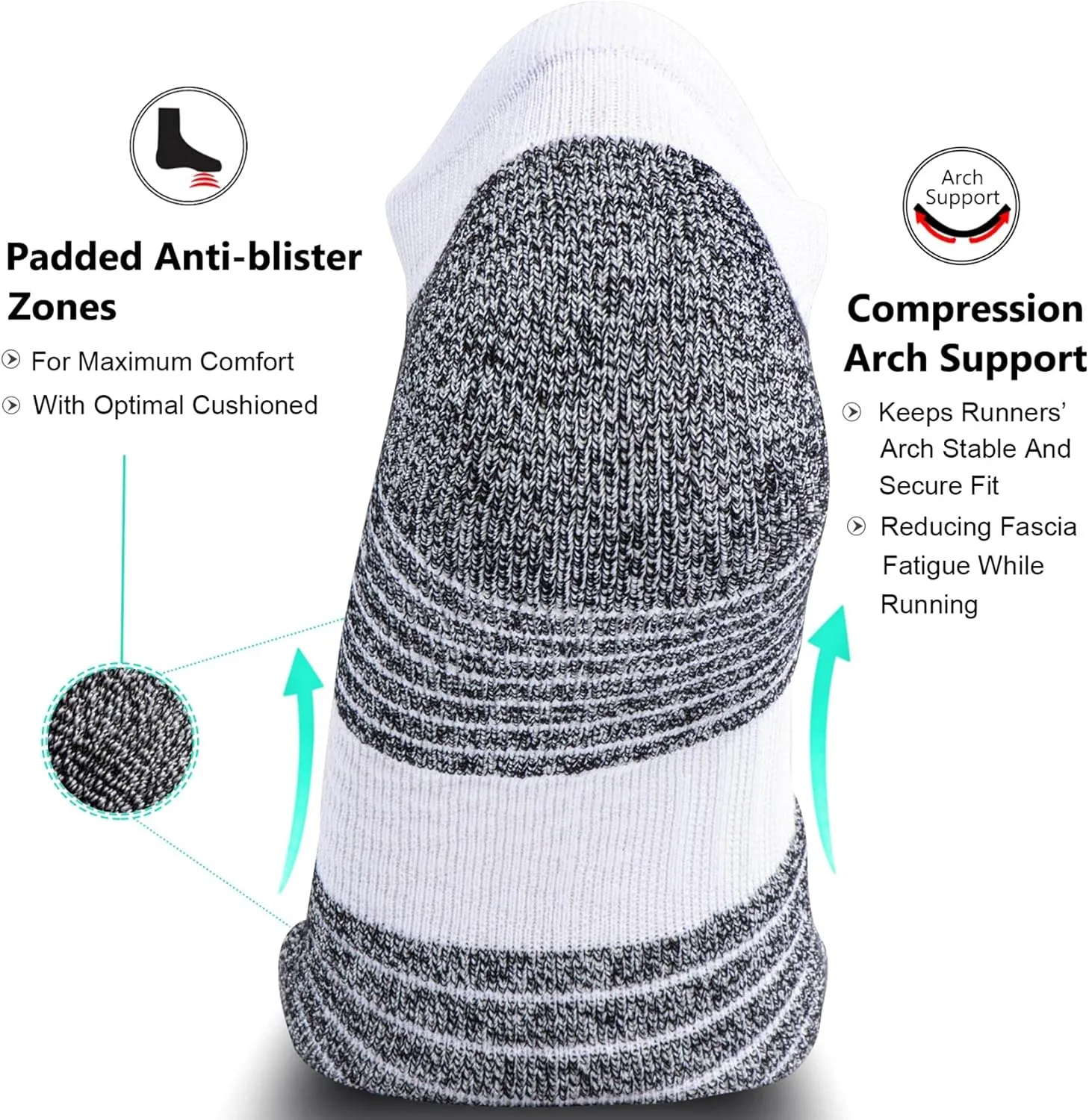 No Show Sports Compression Socks for Men and Women Circulation 4/8 Pack