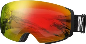 OTG Ski Goggles, Interchangeable Magnetic Lens Snow Goggles, Anti Fog Snowboard Goggles for Women Men Adult Youth