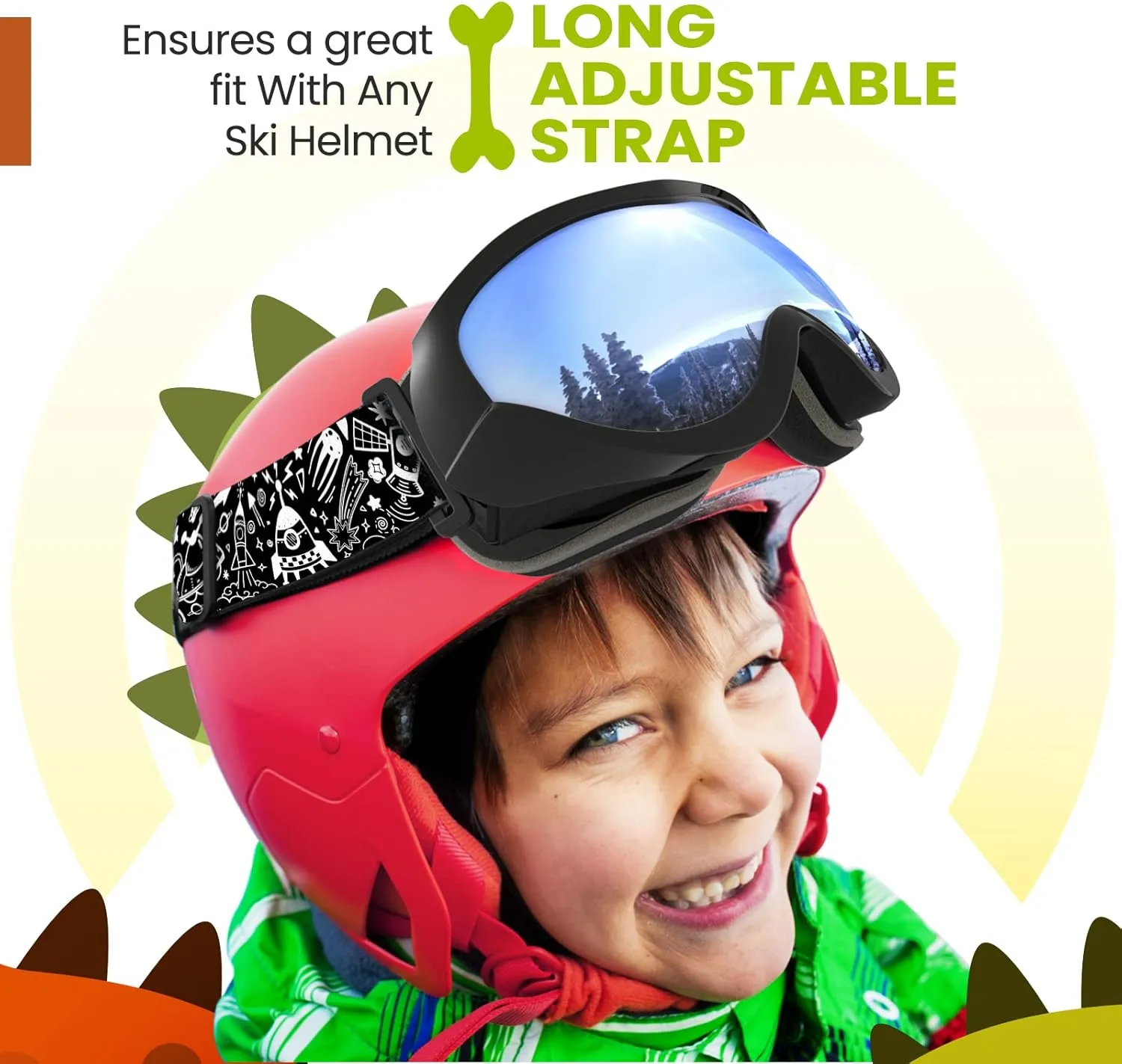 OutdoorMaster Kids Ski Goggles - Helmet Compatible Snow Goggles for Boys & Girls with 100% UV Protection