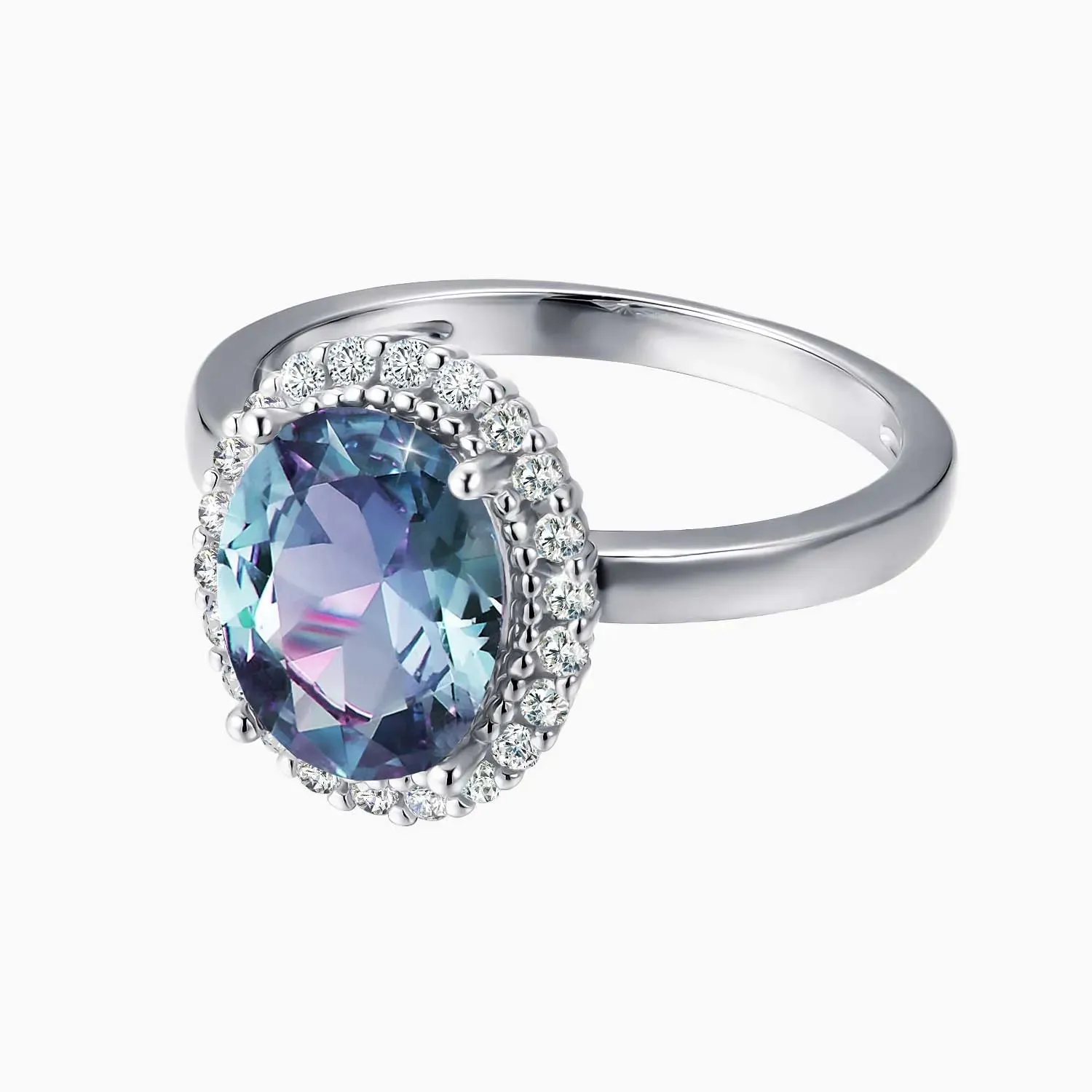 Oval Alexandrite Halo Silver Ring - irosk Australia ®