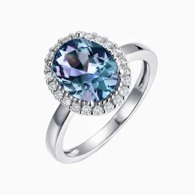 Oval Alexandrite Halo Silver Ring - irosk Australia ®