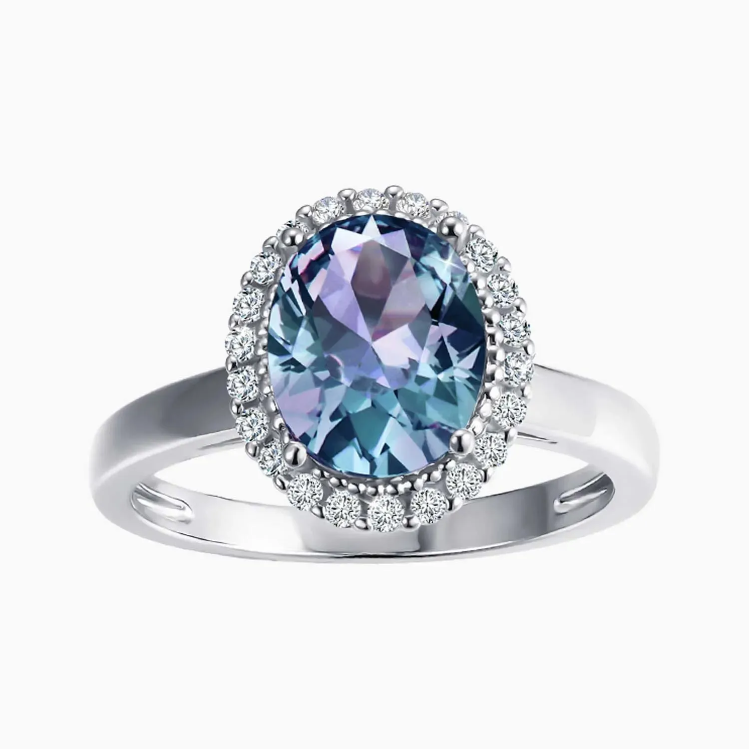 Oval Alexandrite Halo Silver Ring - irosk Australia ®