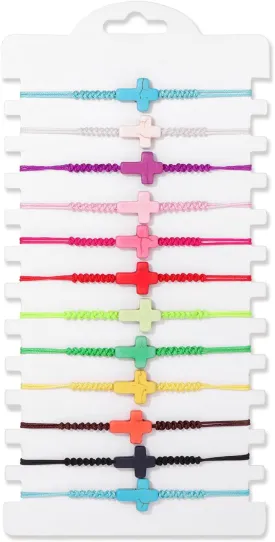 Raicegs Cross Bracelets 12PCS Bracelets String for Women Man Boho Surfer Beach Friendship Bracelets Anklets Set Handmade Rope Summer Jewelry for Women Man Easter Gift