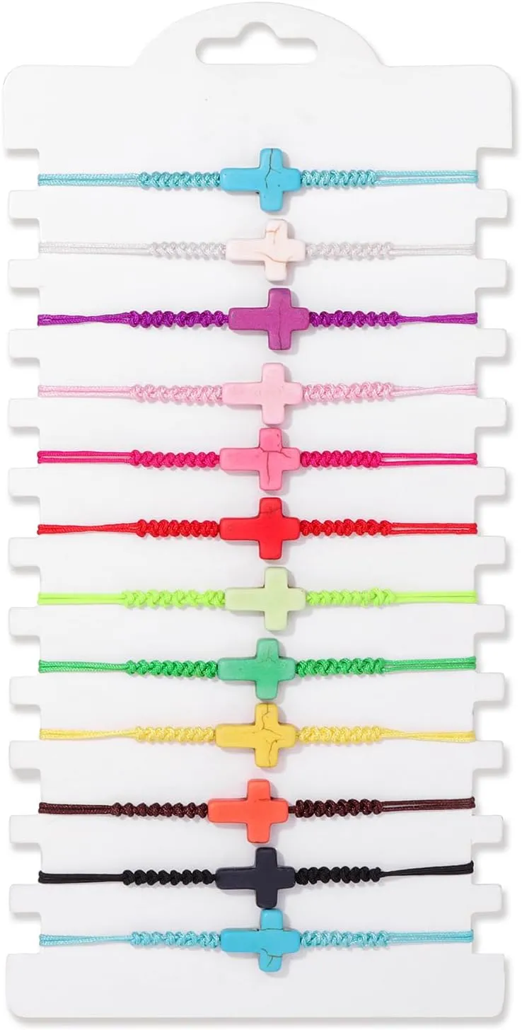 Raicegs Cross Bracelets 12PCS Bracelets String for Women Man Boho Surfer Beach Friendship Bracelets Anklets Set Handmade Rope Summer Jewelry for Women Man Easter Gift