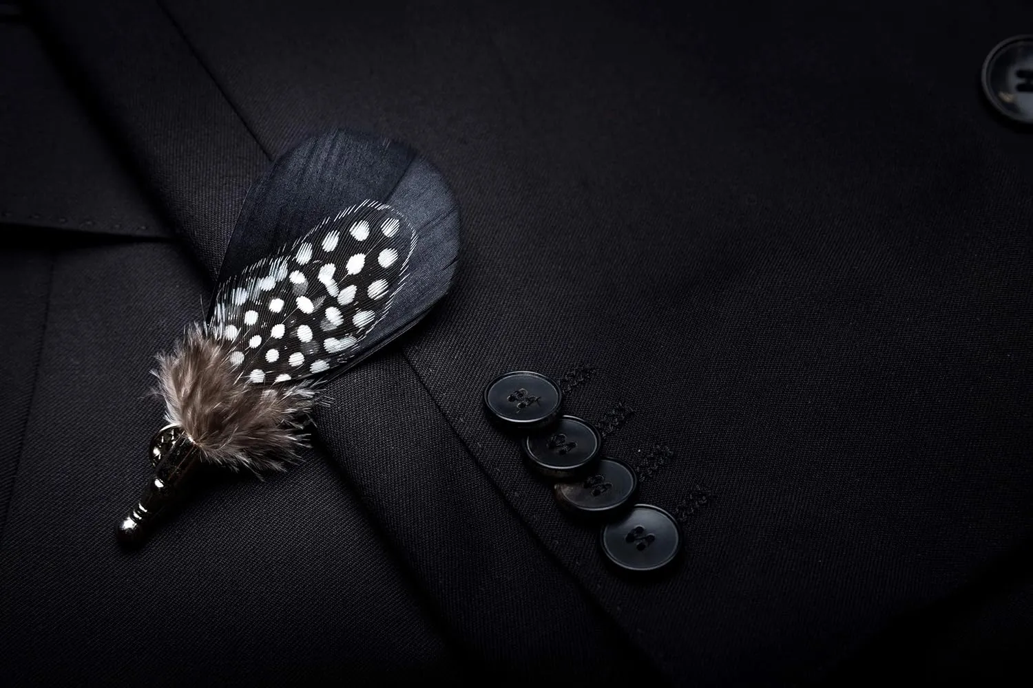 RBOCOTT Handmade Feather Pre-tied Bow tie and Brooch Sets for Men