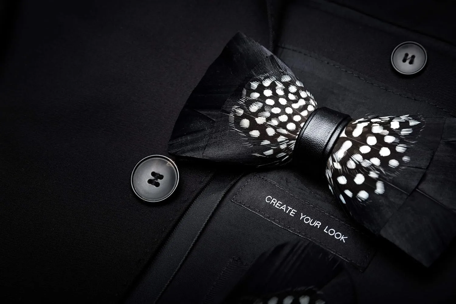 RBOCOTT Handmade Feather Pre-tied Bow tie and Brooch Sets for Men